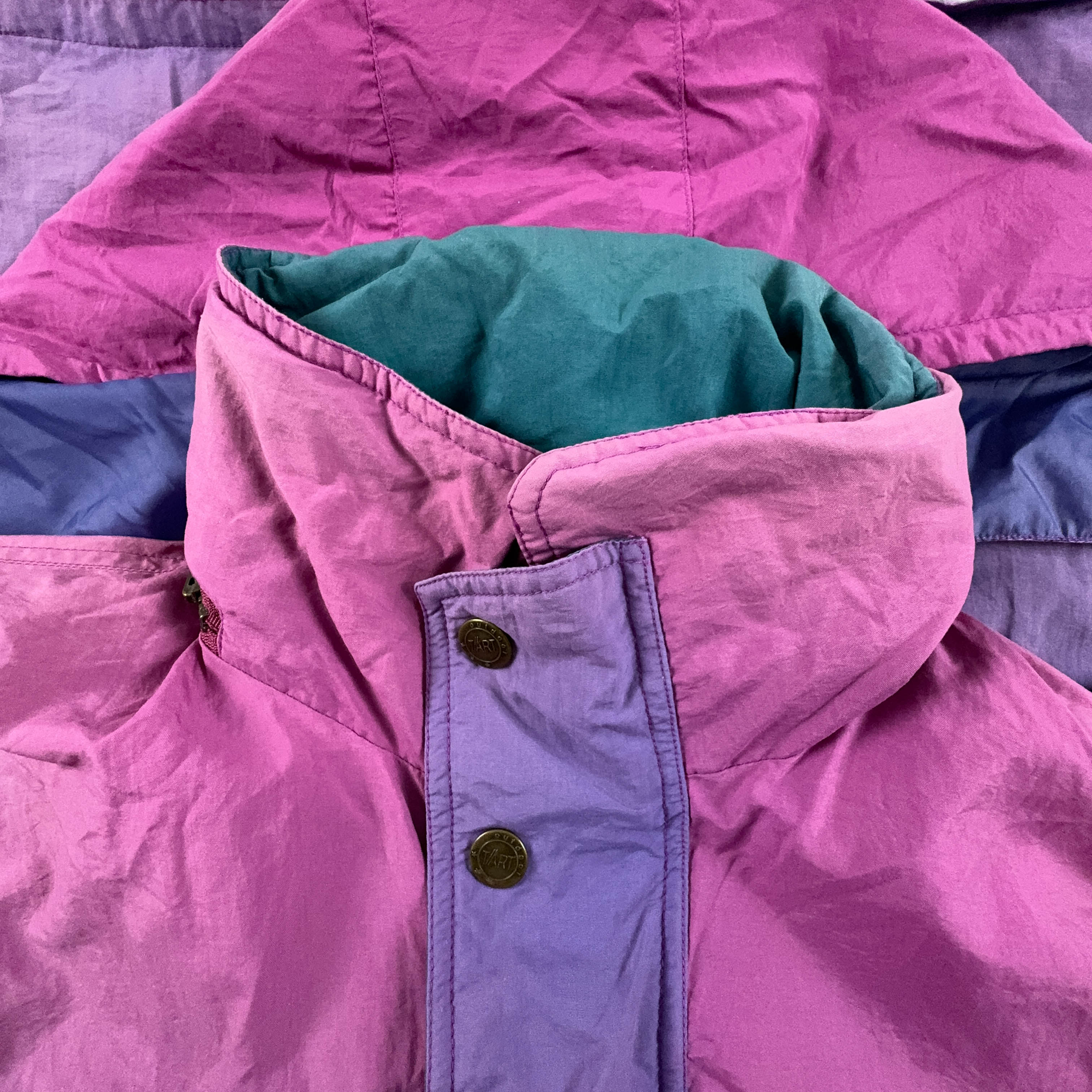 Giacca a vento Vintage viola e rosa faded con zip e bottoni - Taglia XL uomo