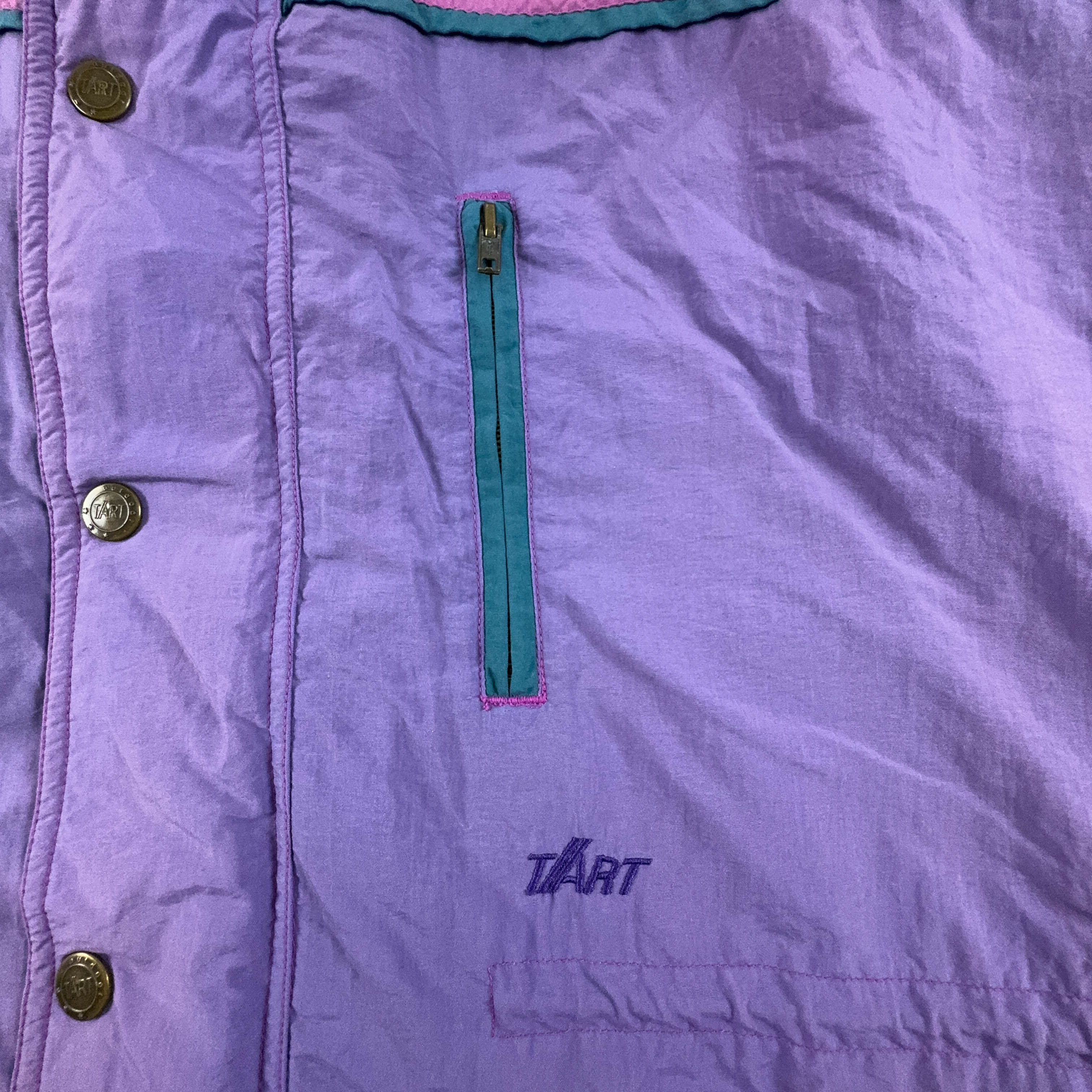 Giacca a vento Vintage viola e rosa faded con zip e bottoni - Taglia XL uomo