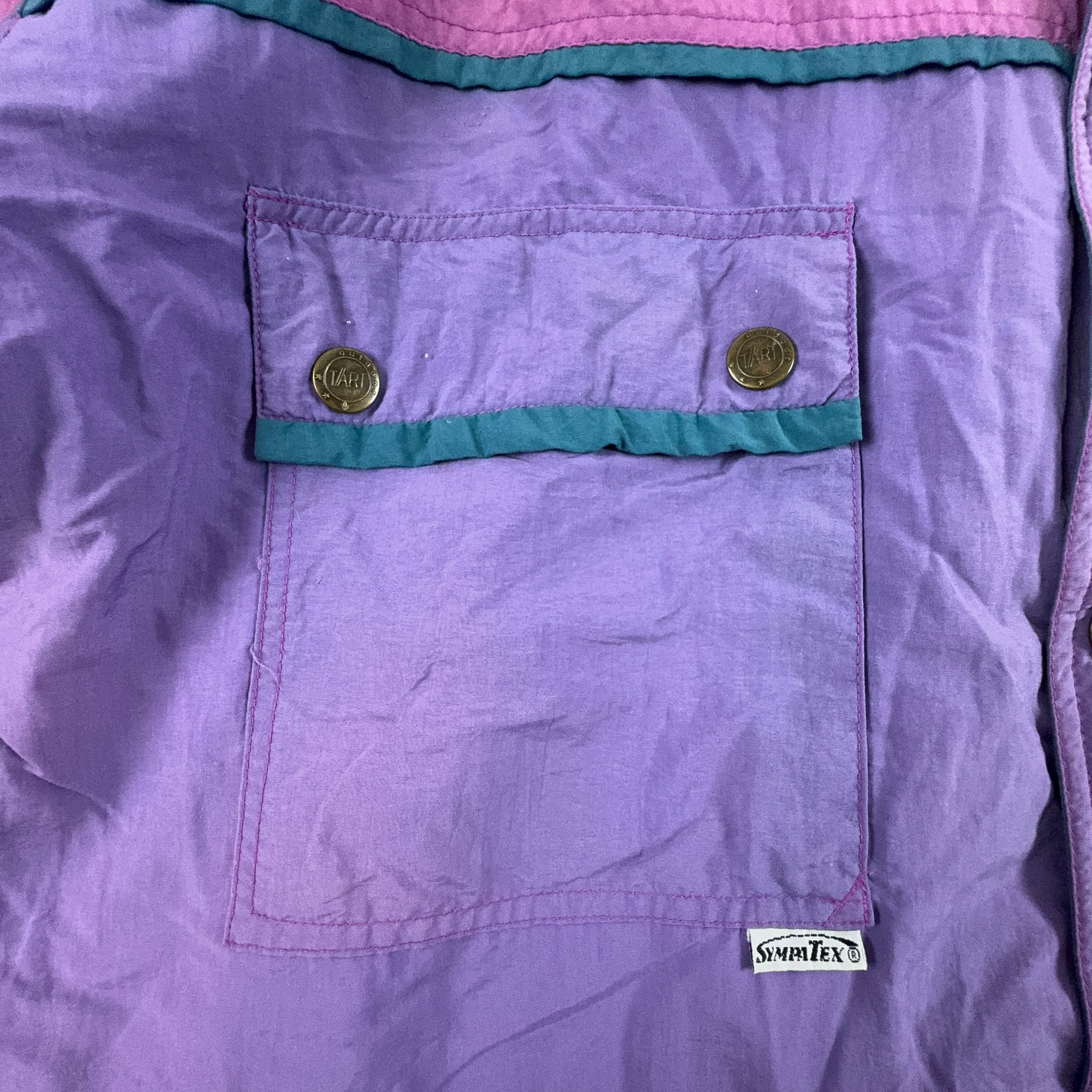 Giacca a vento Vintage viola e rosa faded con zip e bottoni - Taglia XL uomo