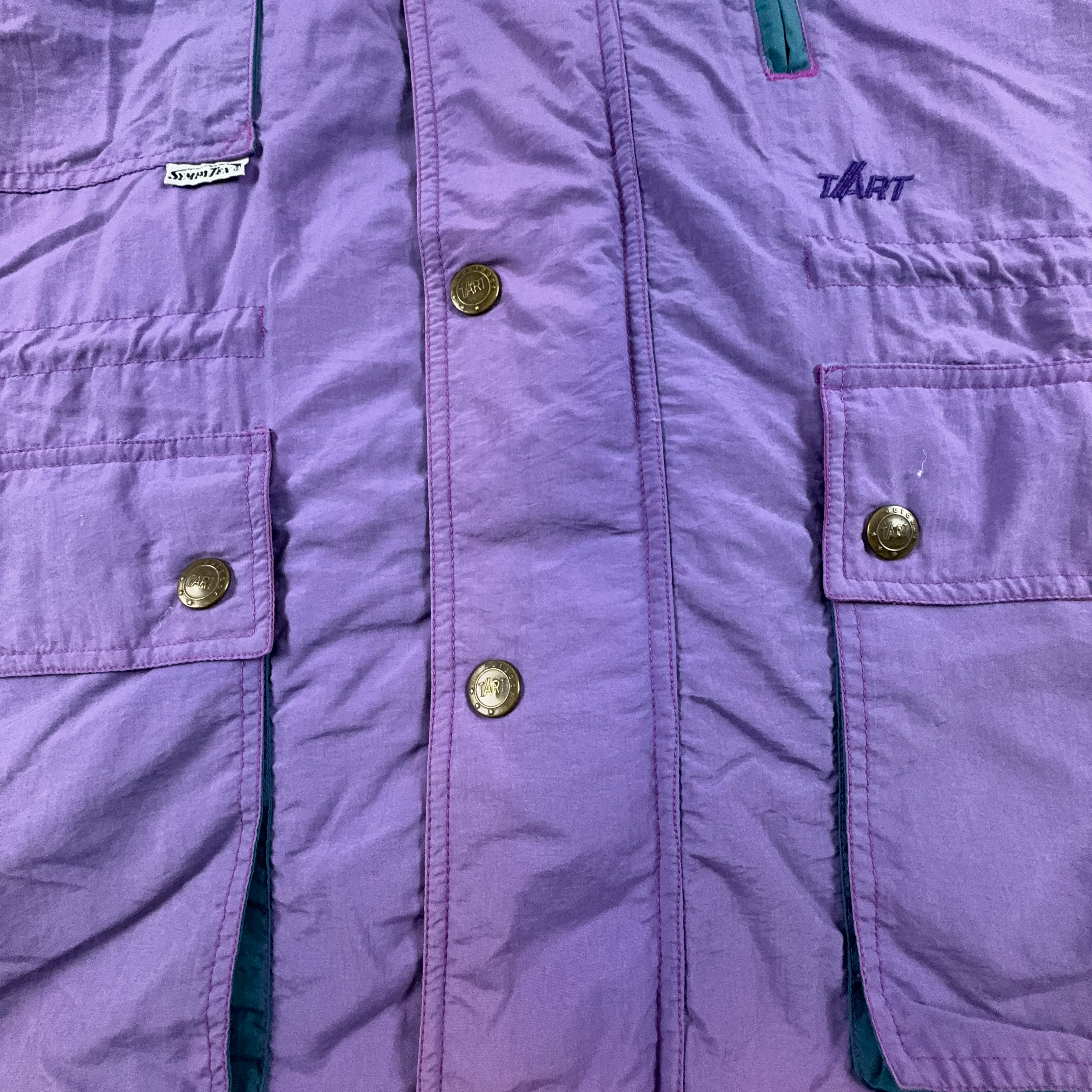 Giacca a vento Vintage viola e rosa faded con zip e bottoni - Taglia XL uomo