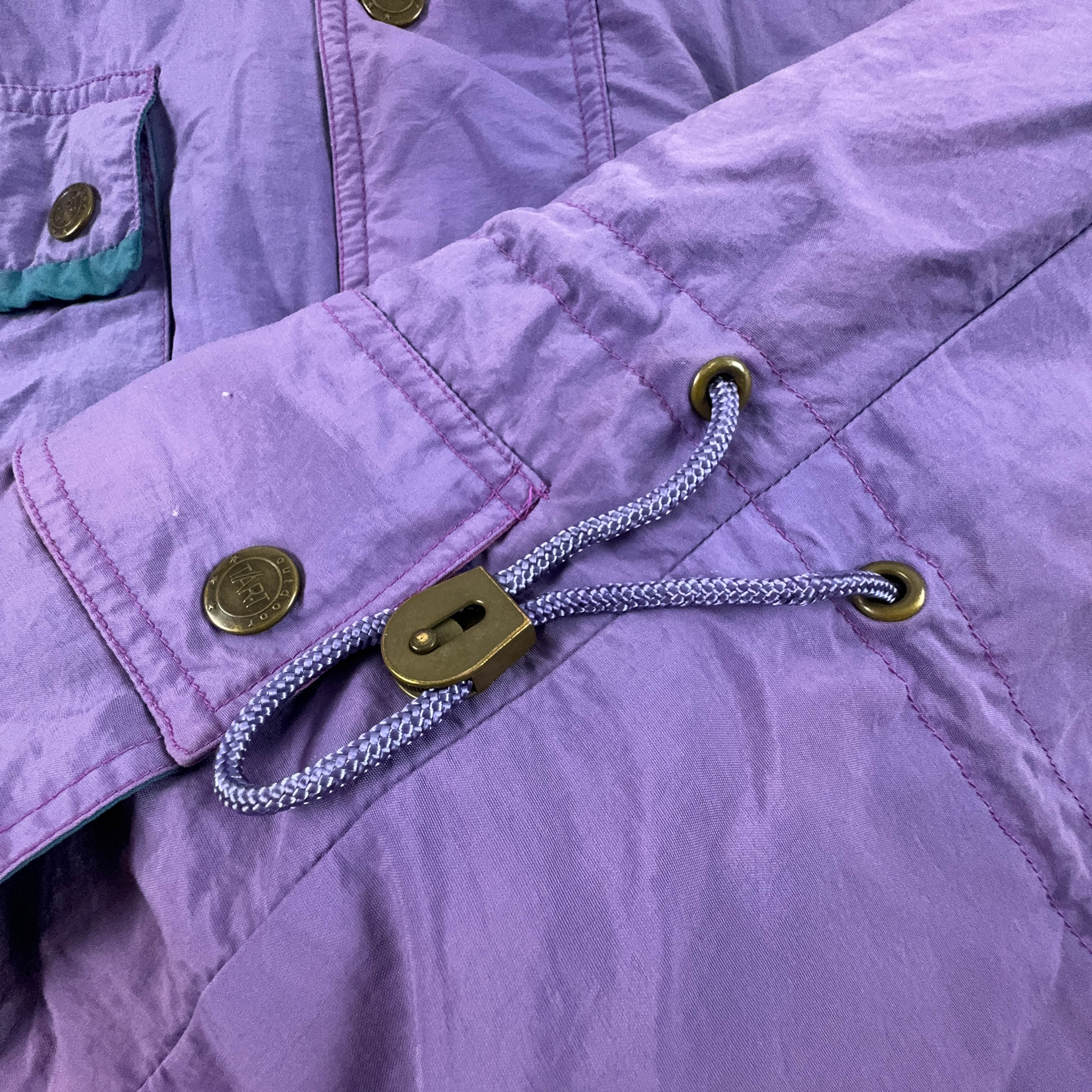 Giacca a vento Vintage viola e rosa faded con zip e bottoni - Taglia XL uomo