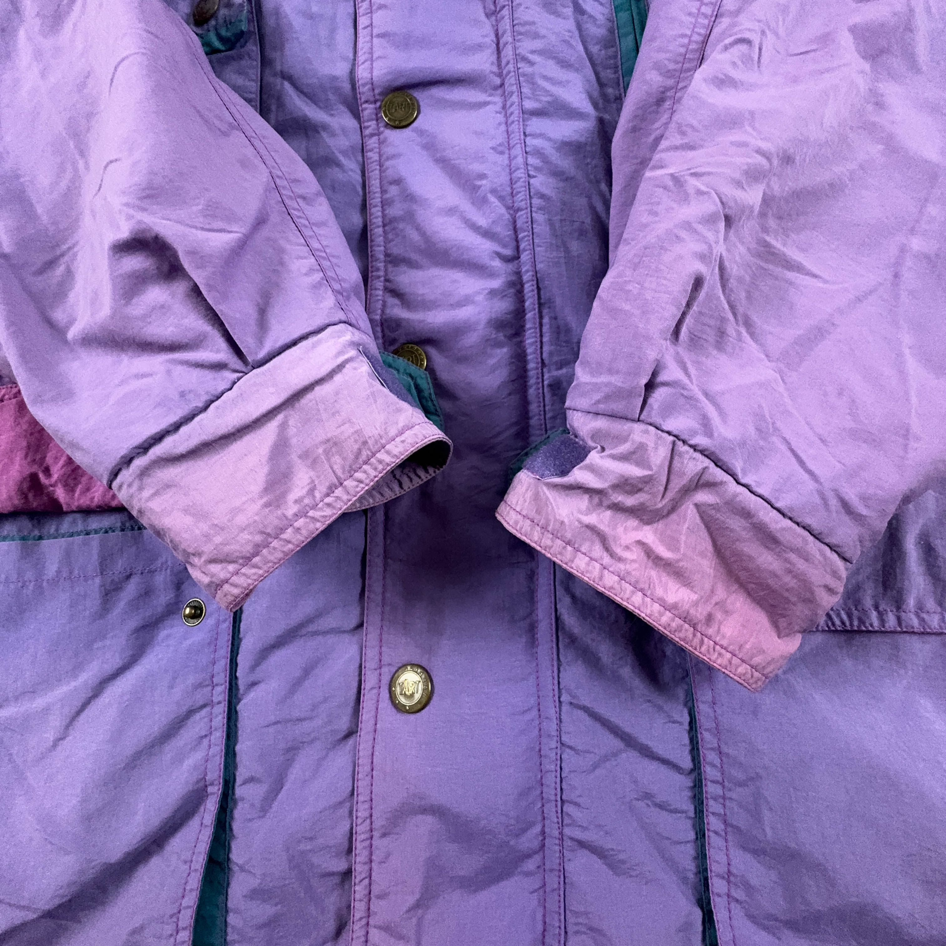 Giacca a vento Vintage viola e rosa faded con zip e bottoni - Taglia XL uomo