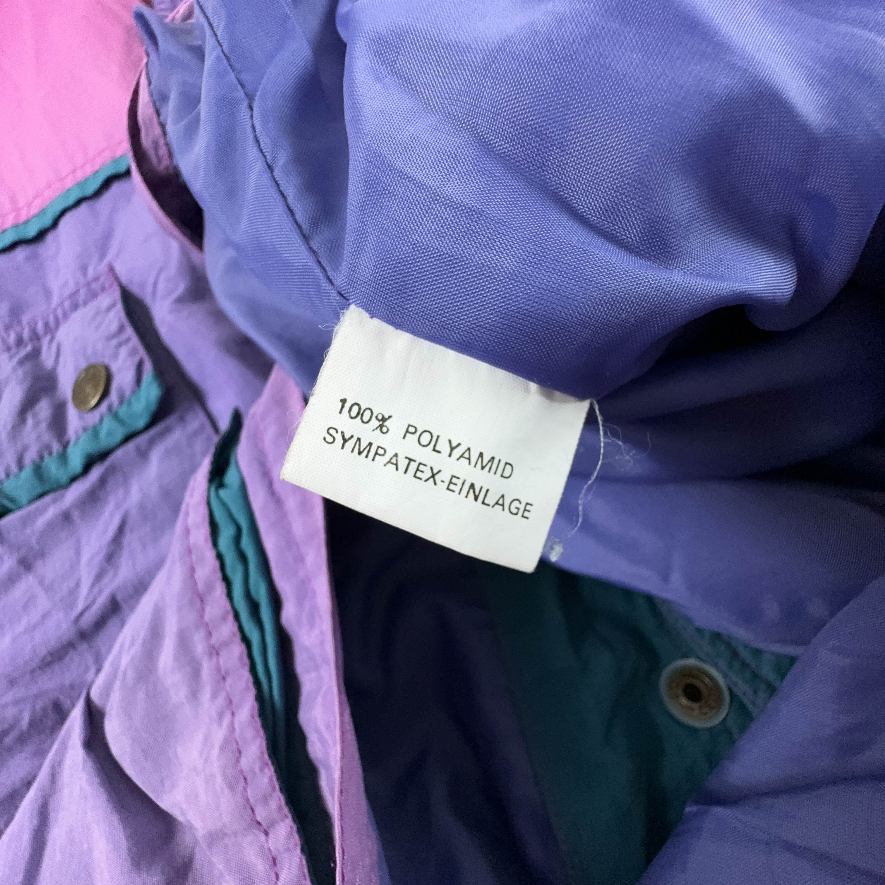 Giacca a vento Vintage viola e rosa faded con zip e bottoni - Taglia XL uomo