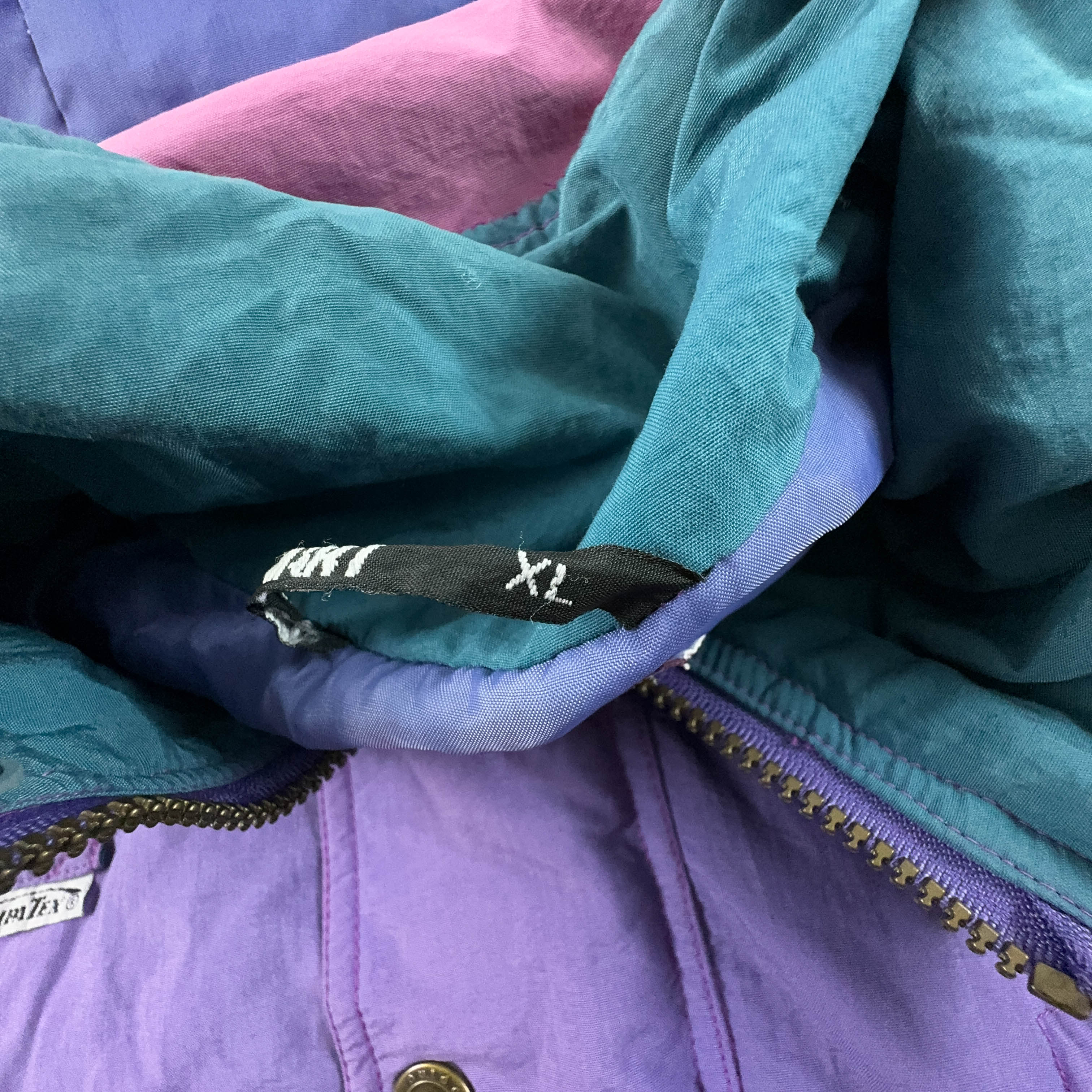 Giacca a vento Vintage viola e rosa faded con zip e bottoni - Taglia XL uomo