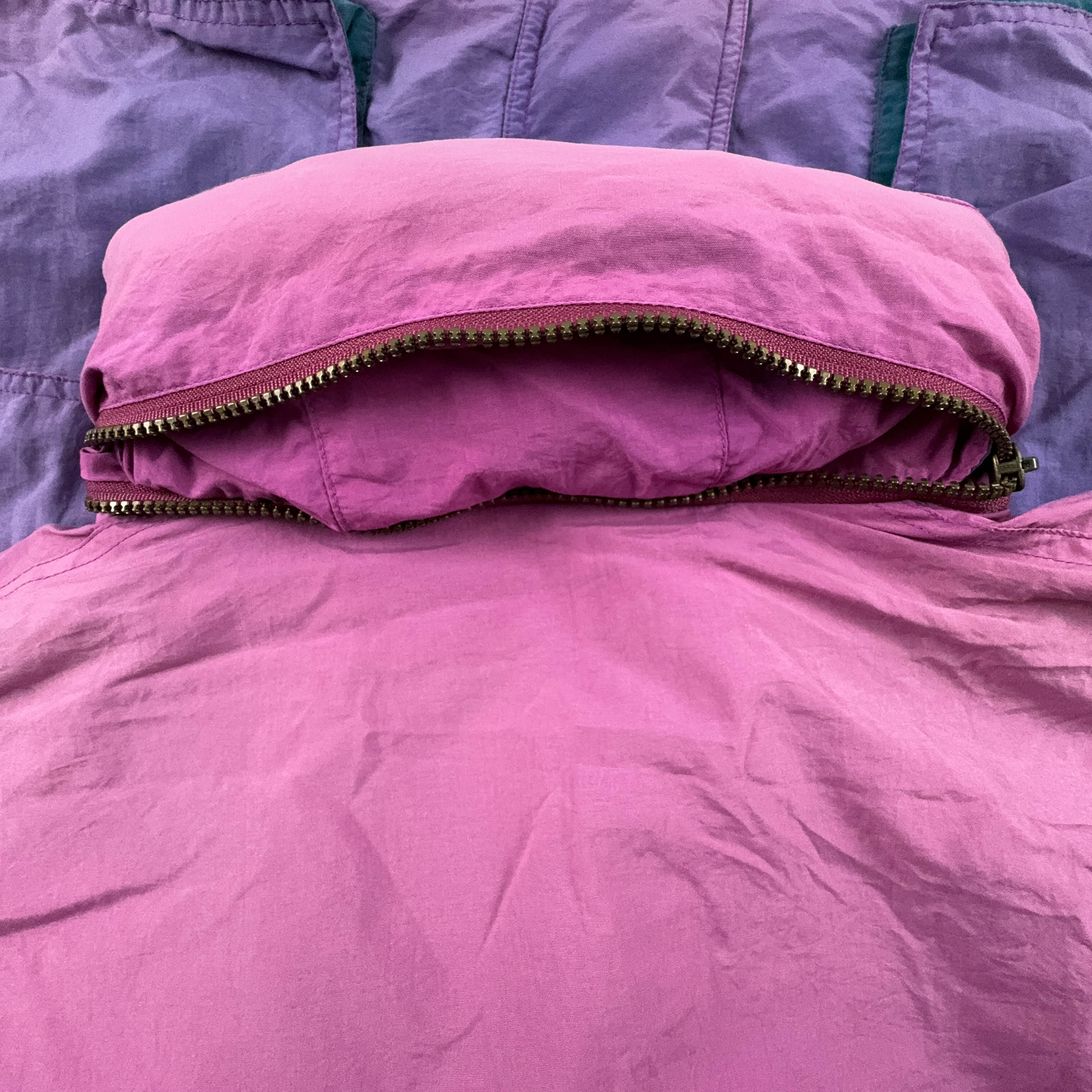 Giacca a vento Vintage viola e rosa faded con zip e bottoni - Taglia XL uomo