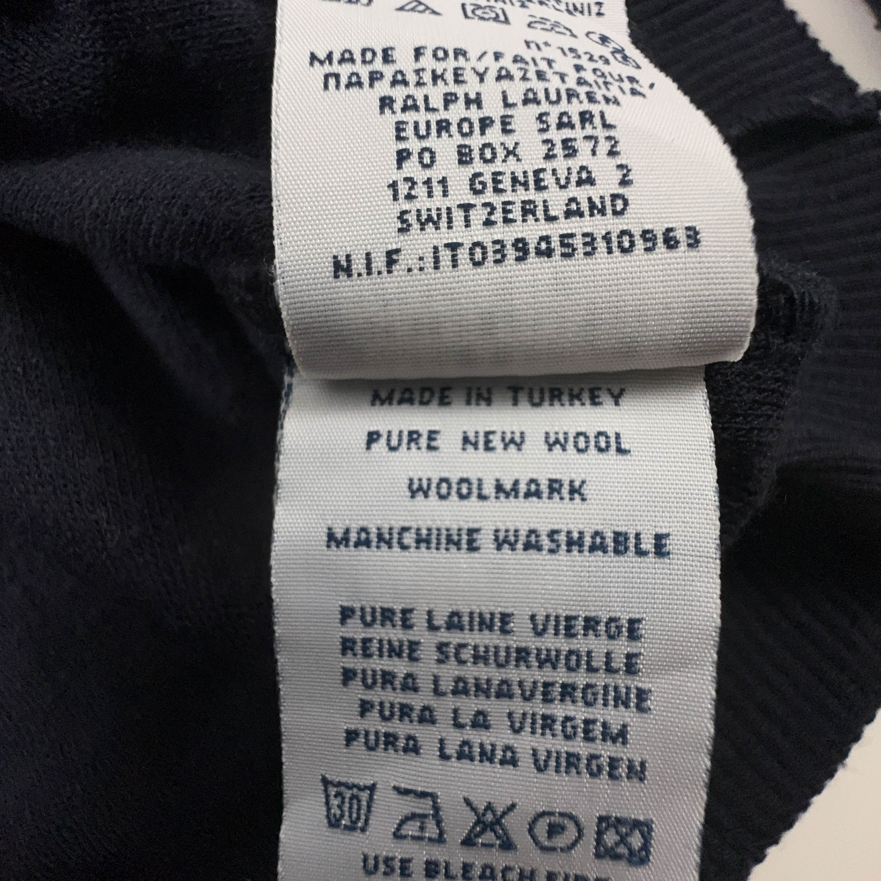 Maglione Ralph Lauren blu scuro scollo a V 100% lana - Taglia M uomo