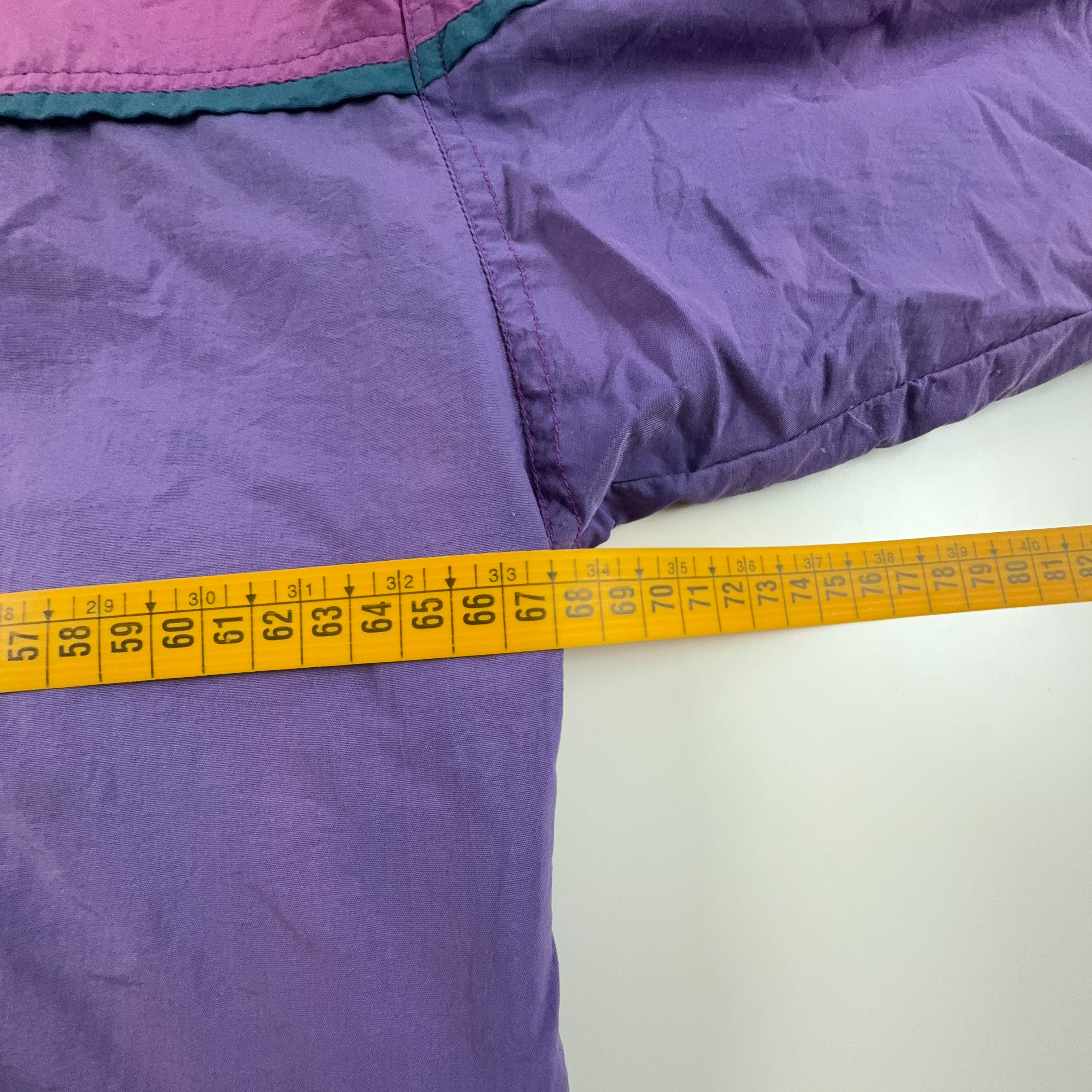 Giacca a vento Vintage viola e rosa faded con zip e bottoni - Taglia XL uomo