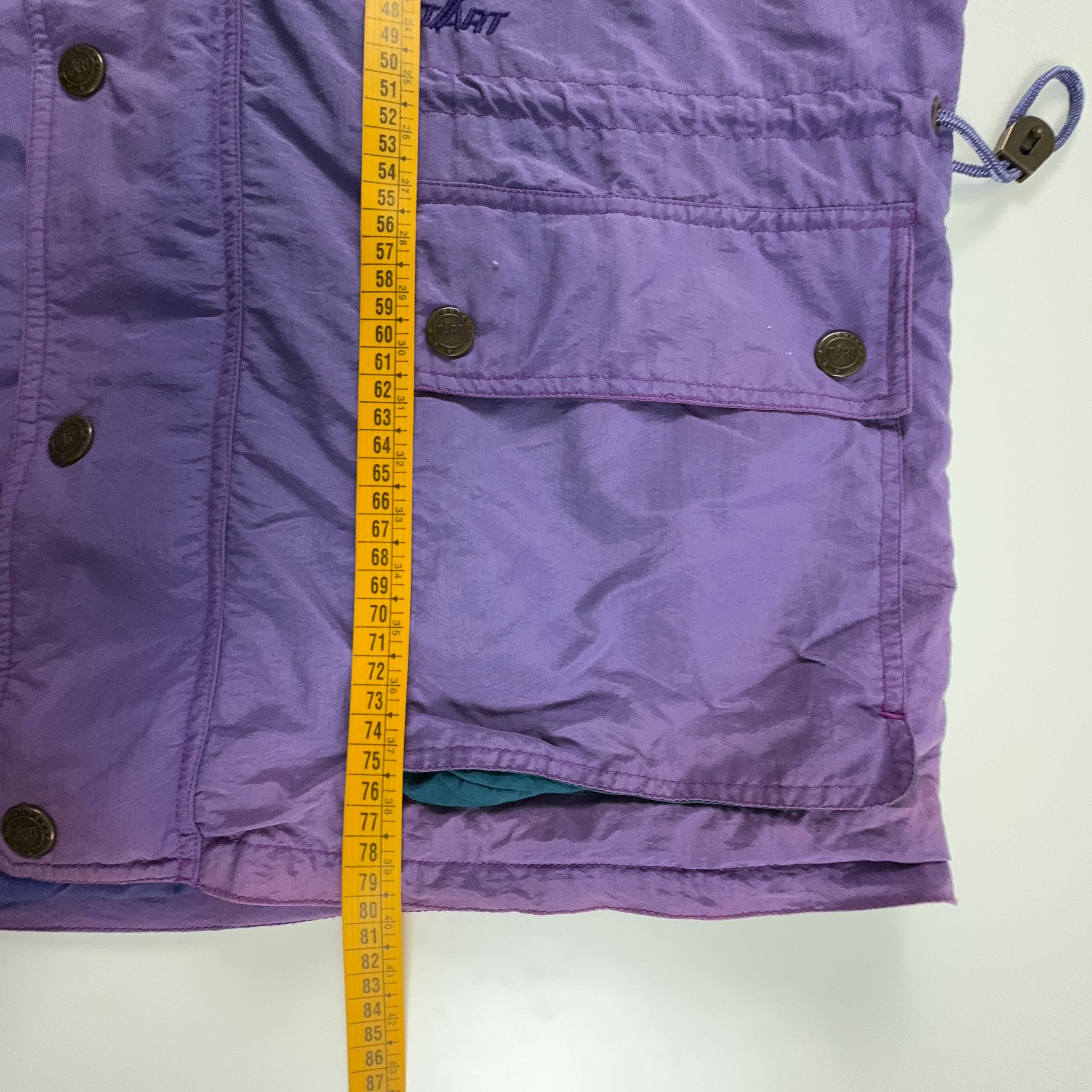 Giacca a vento Vintage viola e rosa faded con zip e bottoni - Taglia XL uomo