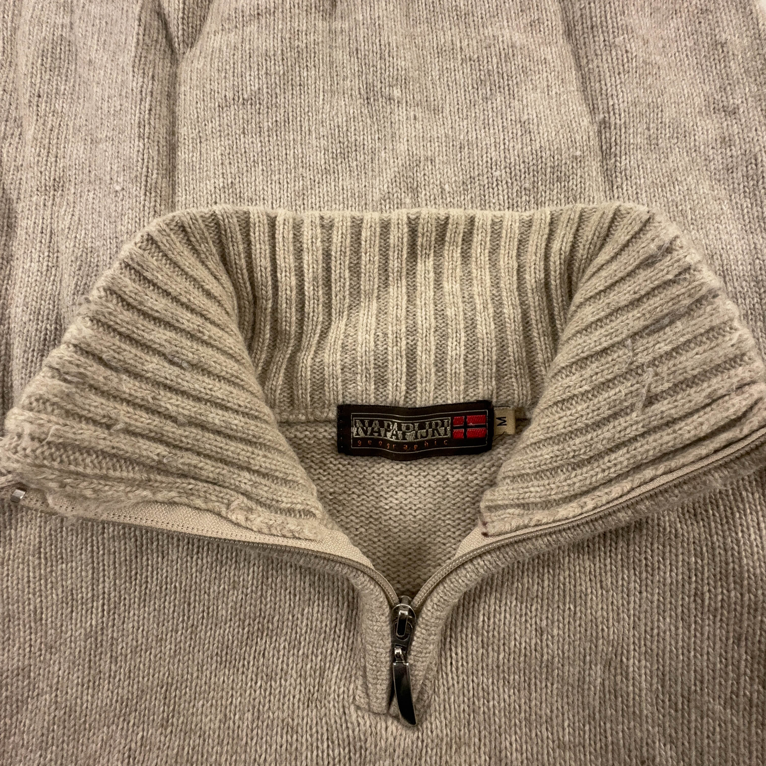 Maglione Napapijri crema quarter zip 100% lana d'agnello - Taglia M uomo