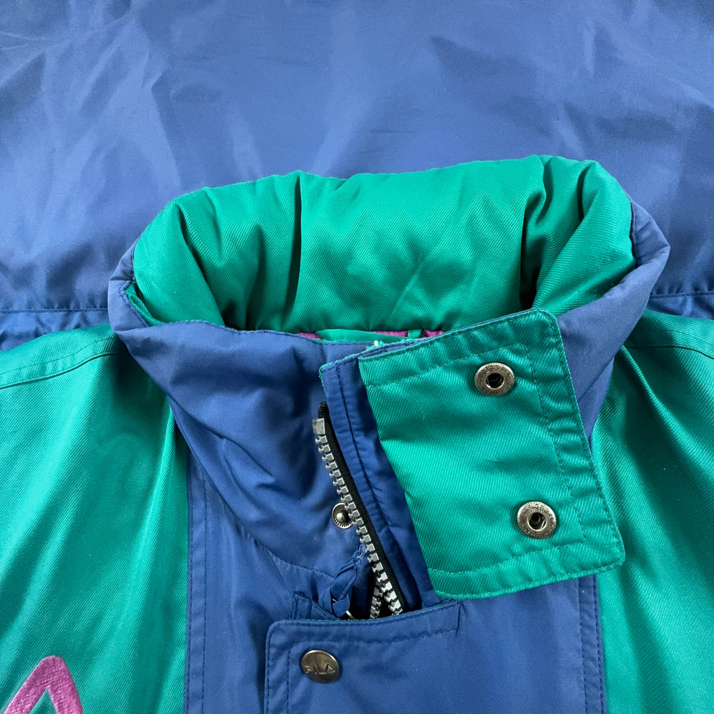 Giacca da Sci/Snowboard Fila Italia SKI Team Vintage blu e verde geometrica - Taglia 54 uomo