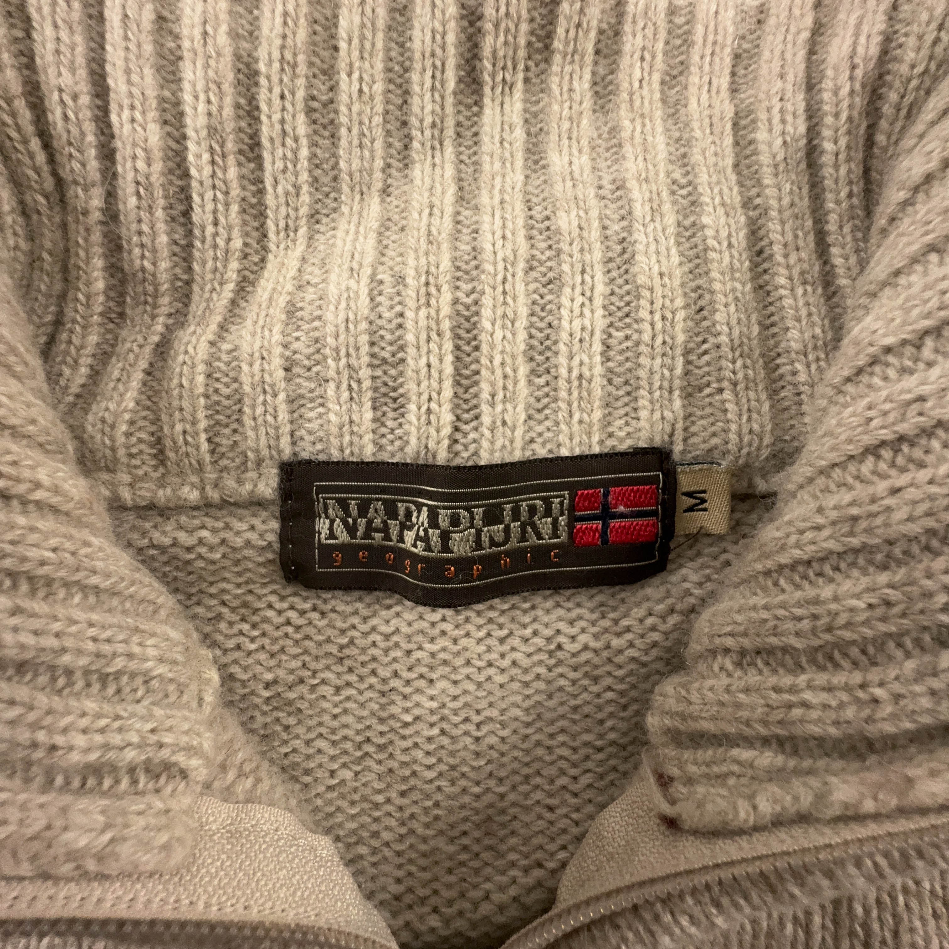 Maglione Napapijri crema quarter zip 100% lana d'agnello - Taglia M uomo