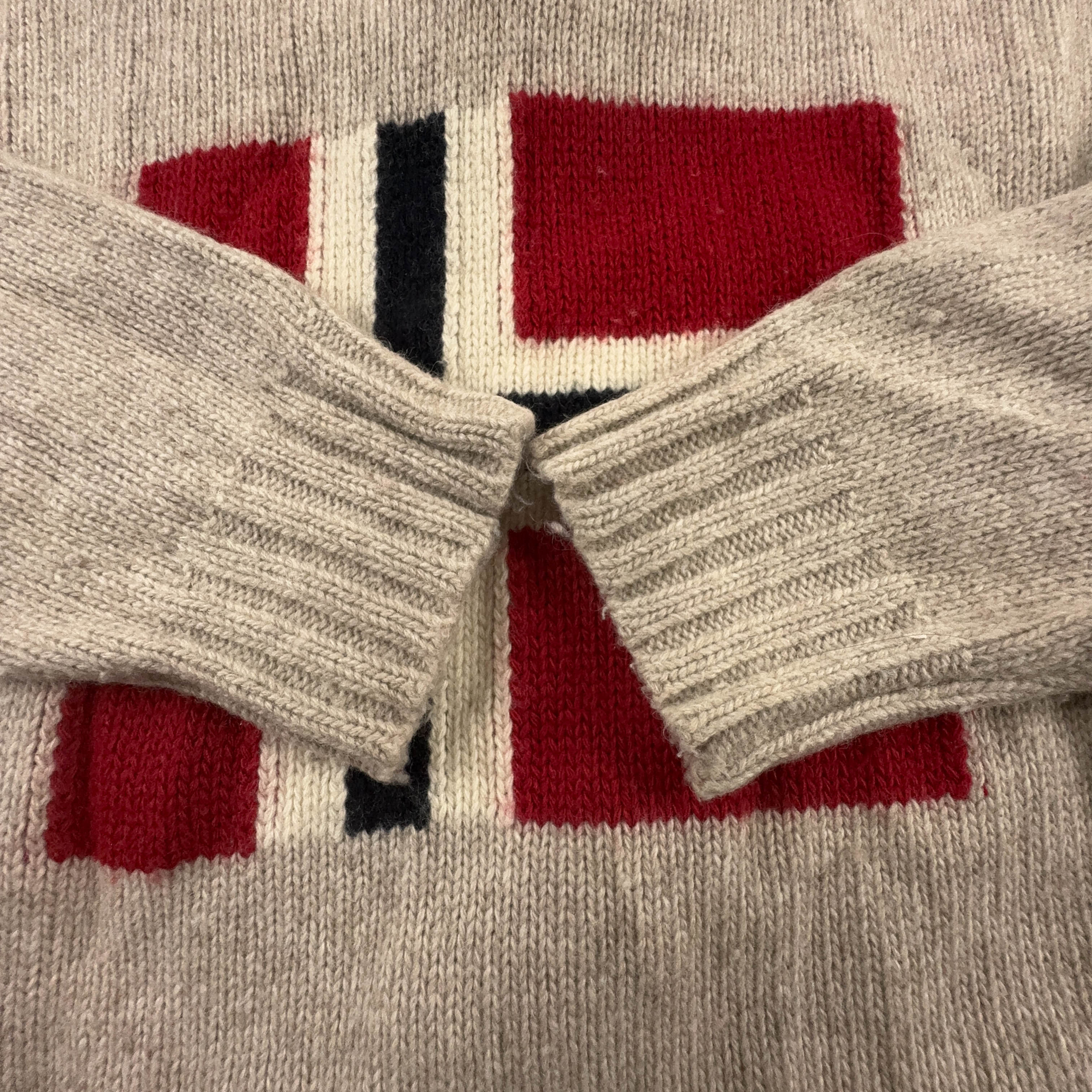 Maglione Napapijri crema quarter zip 100% lana d'agnello - Taglia M uomo