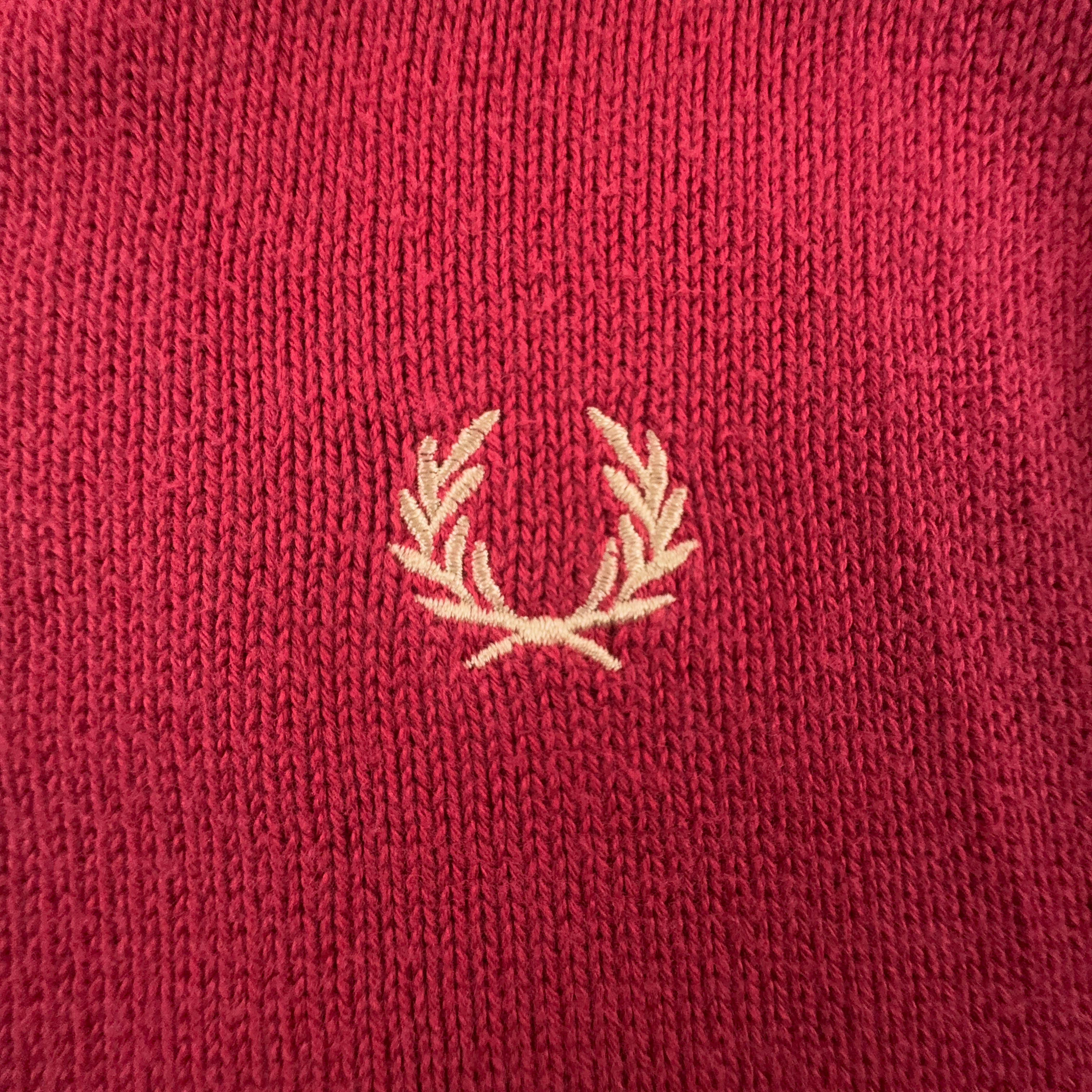 Maglione leggero Fred Perry rosso scollo a V 100% cotone - Taglia M uomo