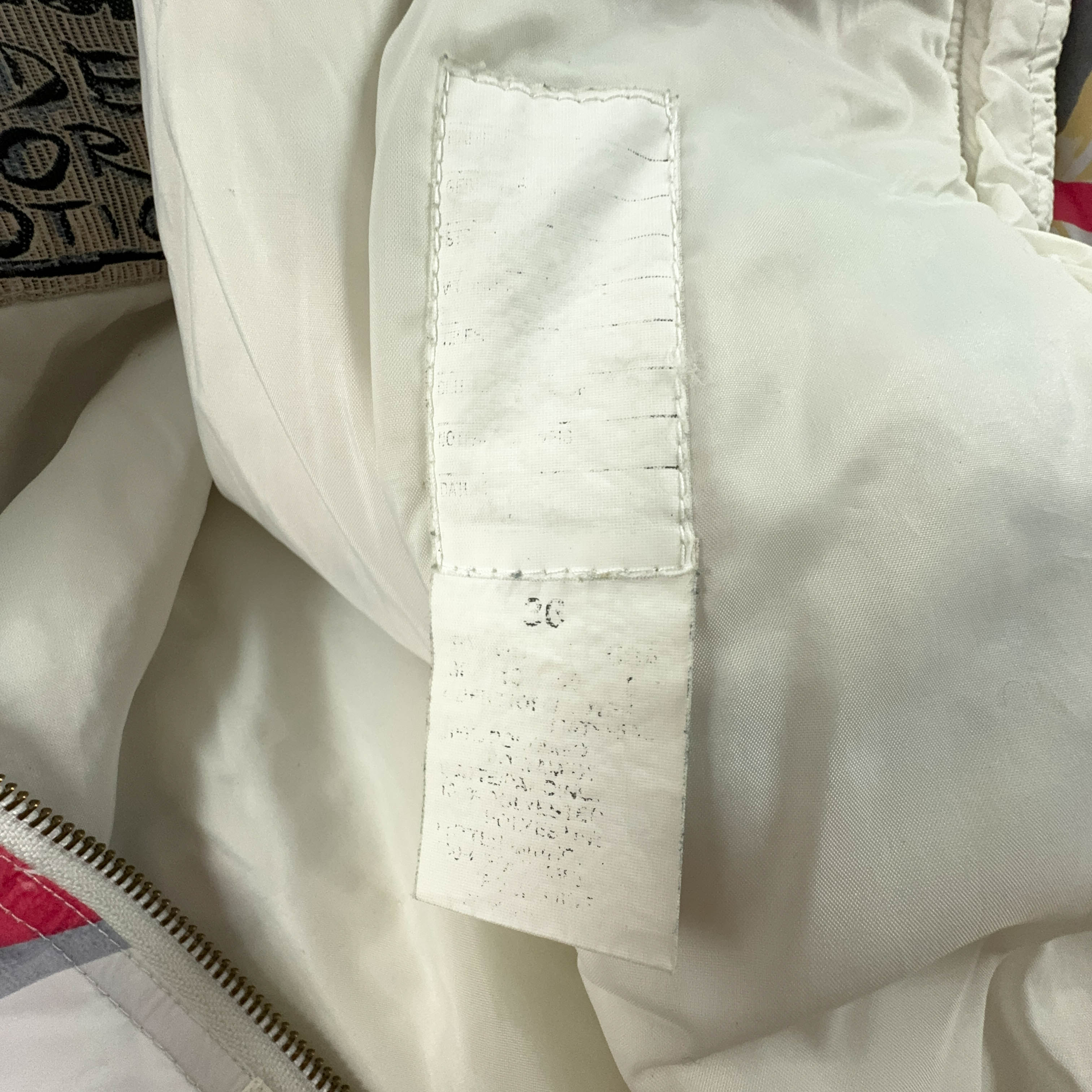 Giacca da Sci/Snowboard Vintage bianca a fantasia con zip e bottoni - Taglia M/L uomo