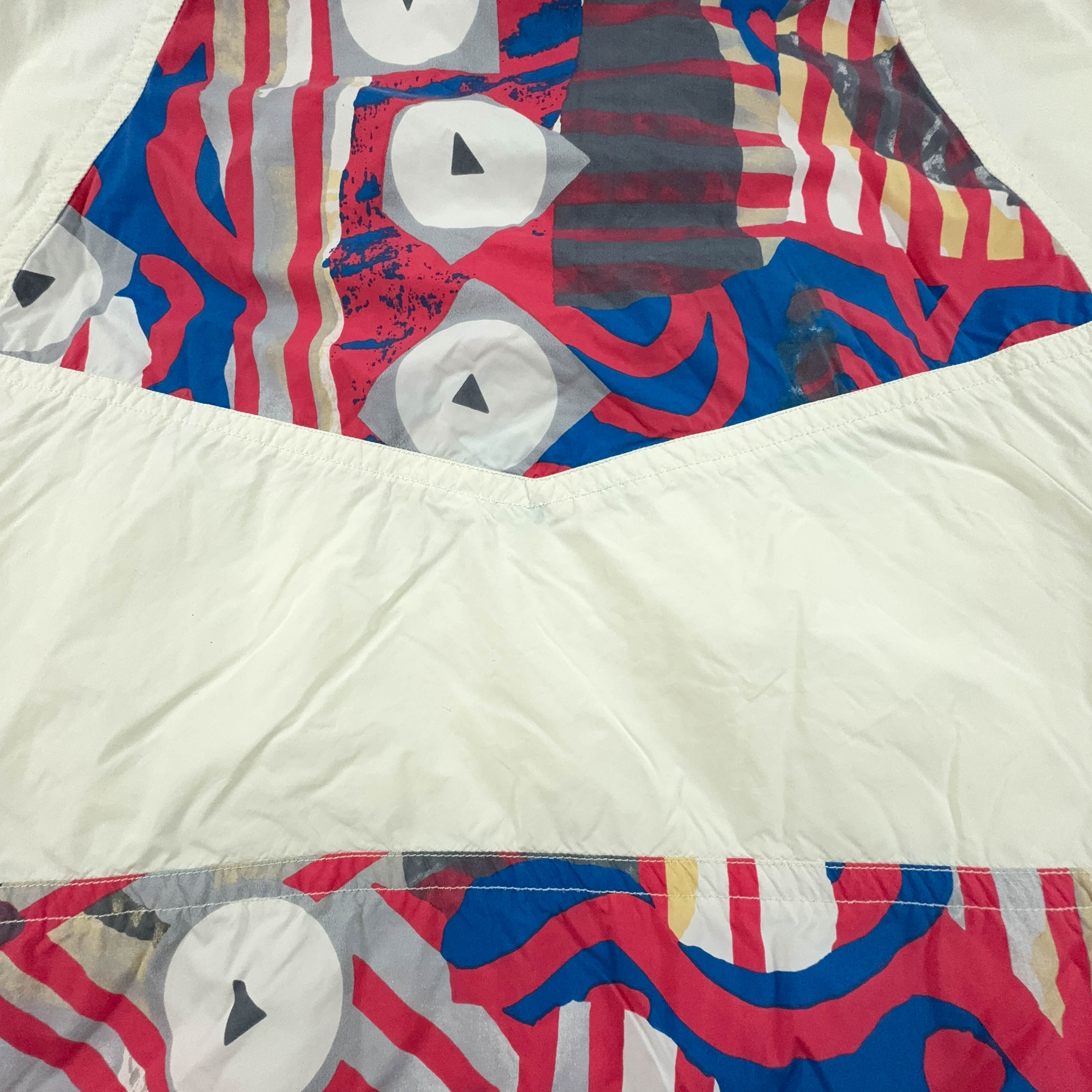Giacca da Sci/Snowboard Vintage bianca a fantasia con zip e bottoni - Taglia M/L uomo