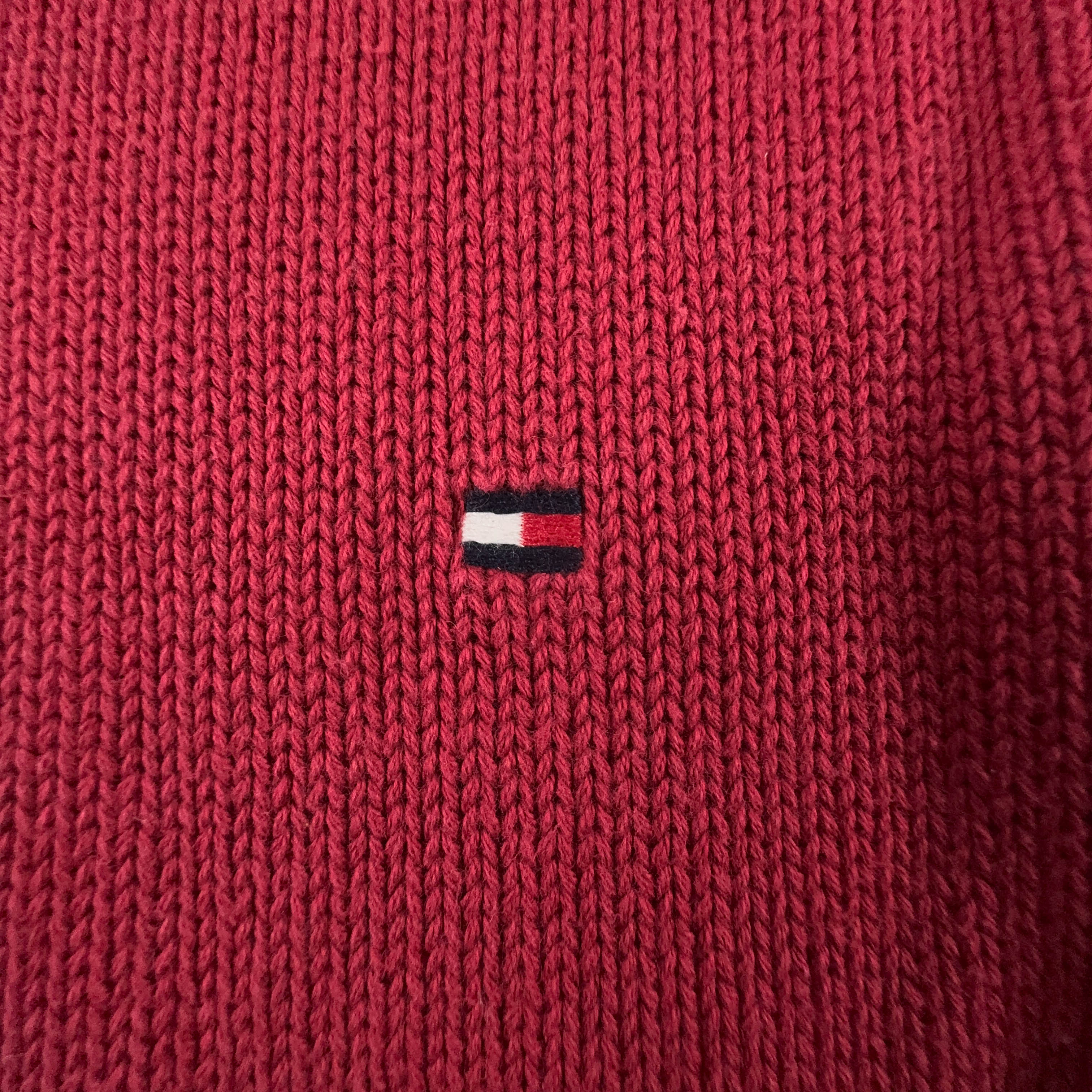 Maglione Tommy Hilfiger rosso a girocollo 100% cotone - Taglia L uomo