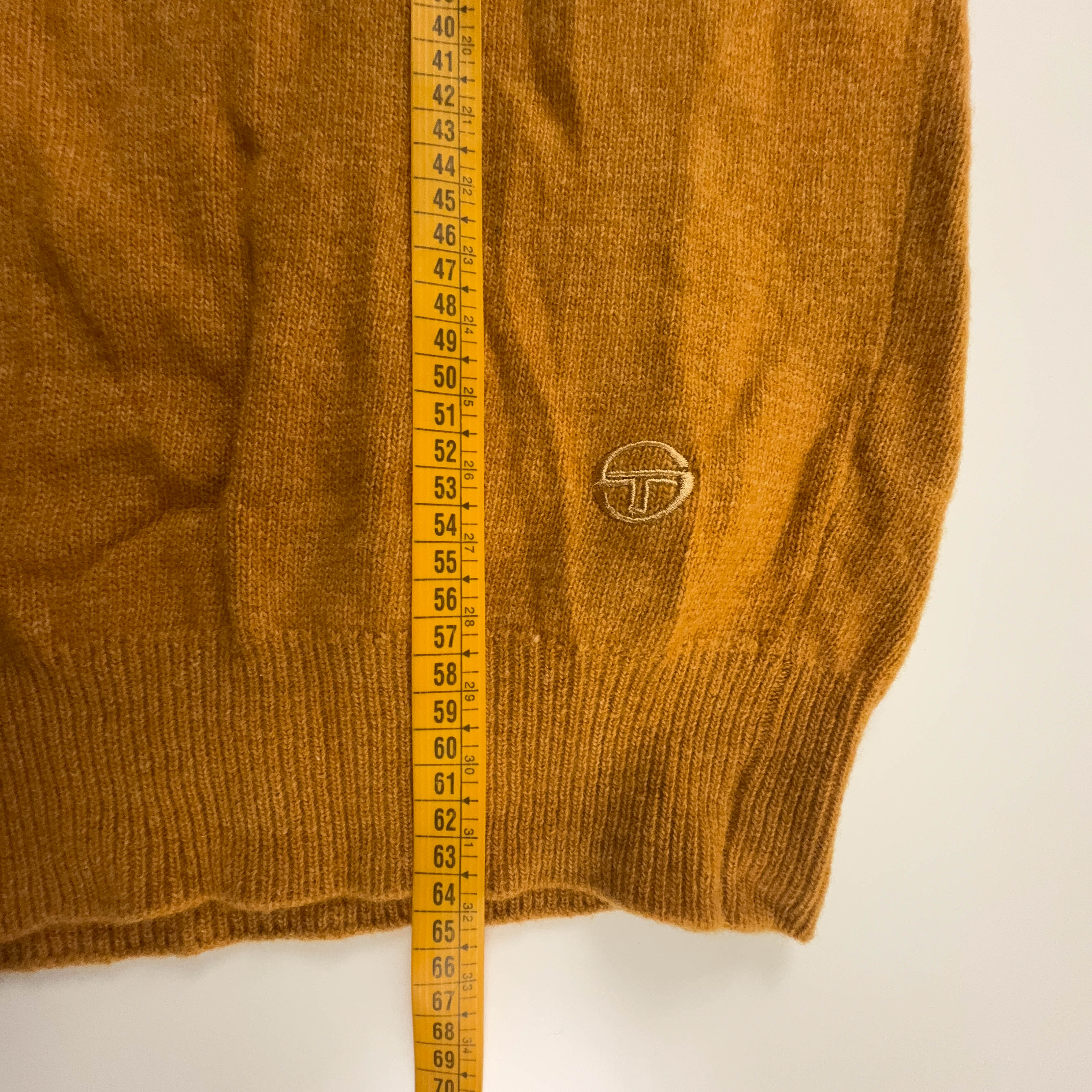 Maglione Sergio Tacchini giallo senape quarter zip 80% lana - Taglia M uomo