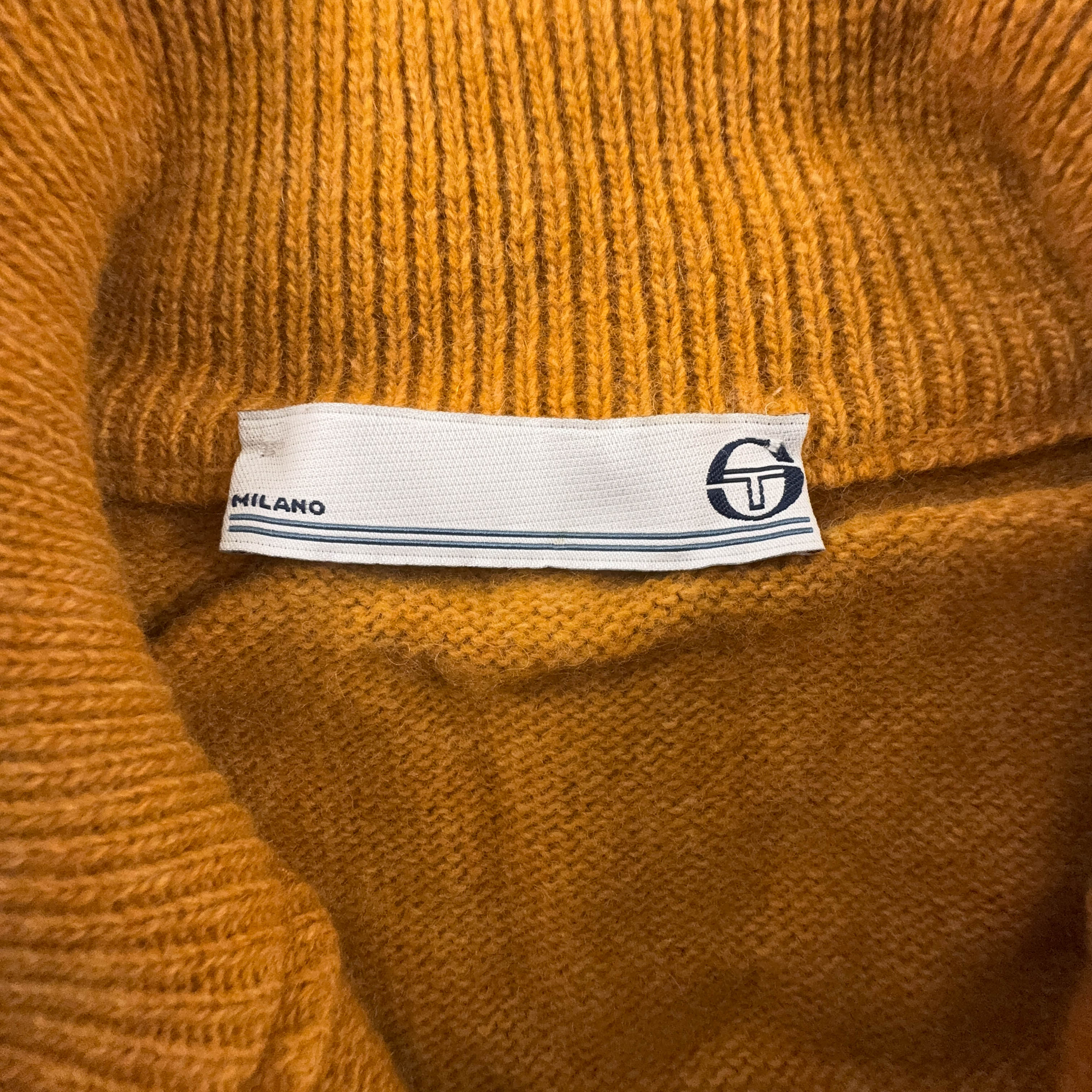 Maglione Sergio Tacchini giallo senape quarter zip 80% lana - Taglia M uomo