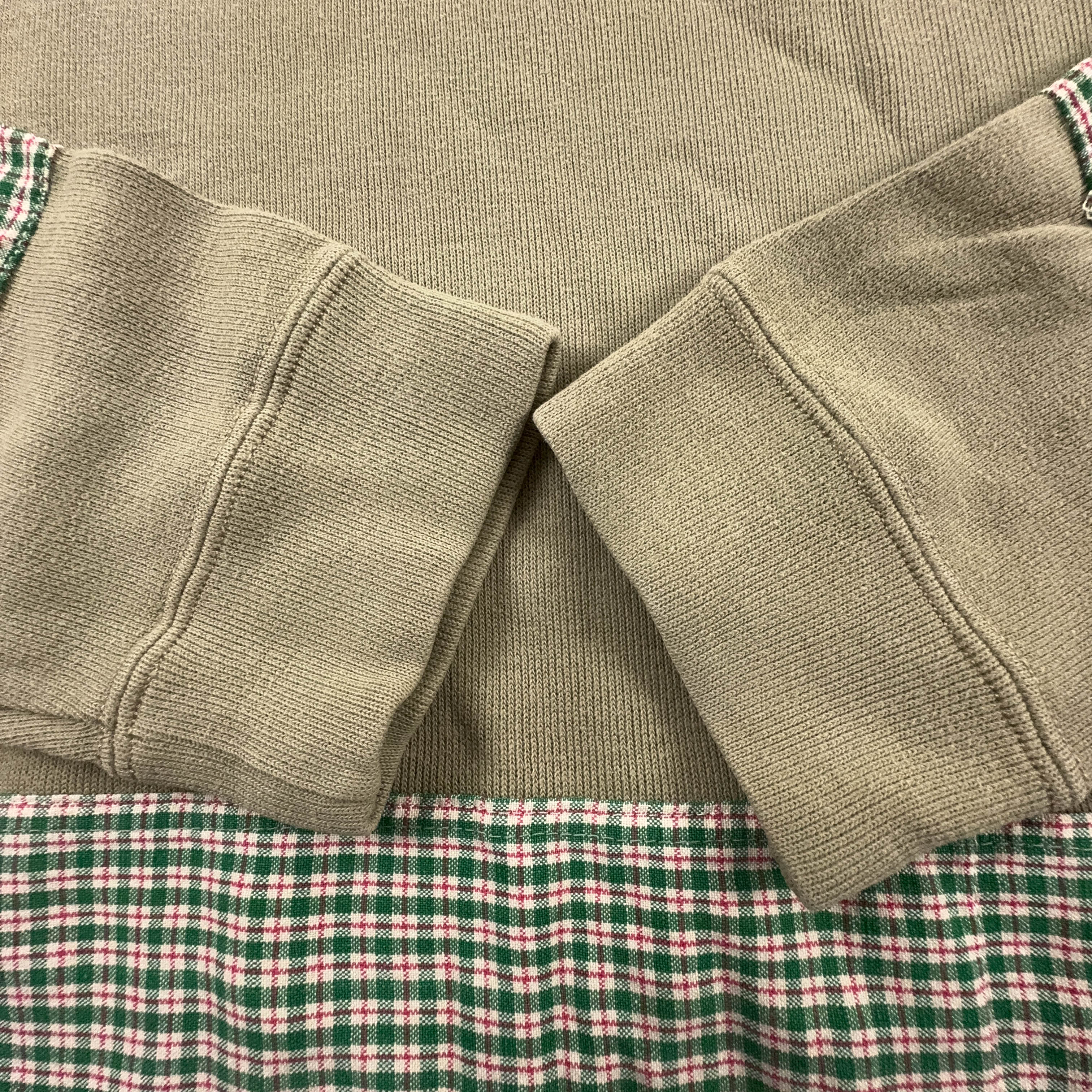 Maglione Ralph Lauren quarter zip beige con inserto a quadretti - Taglia XL uomo