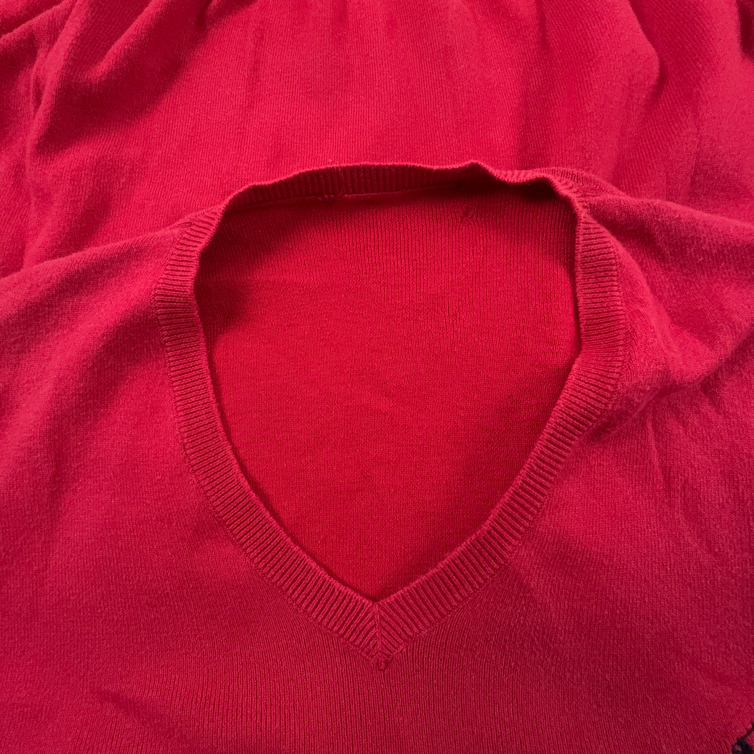 Maglione leggero Ralph Lauren rosso scollo a V 100% cotone - Taglia M uomo