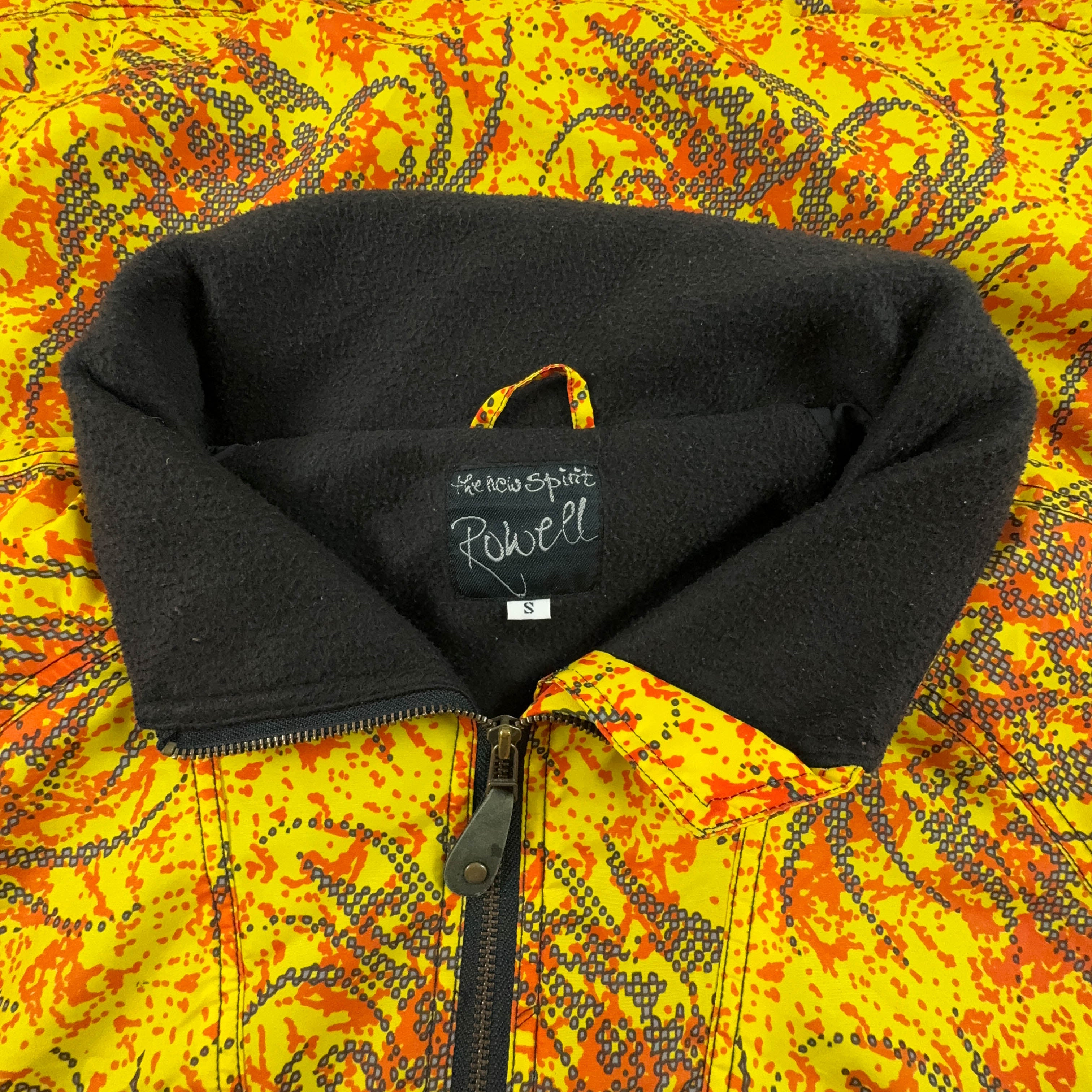 Giacca da Sci/Snowboard Vintage Powell gialla e arancione a fantasia - Taglia L/XL uomo