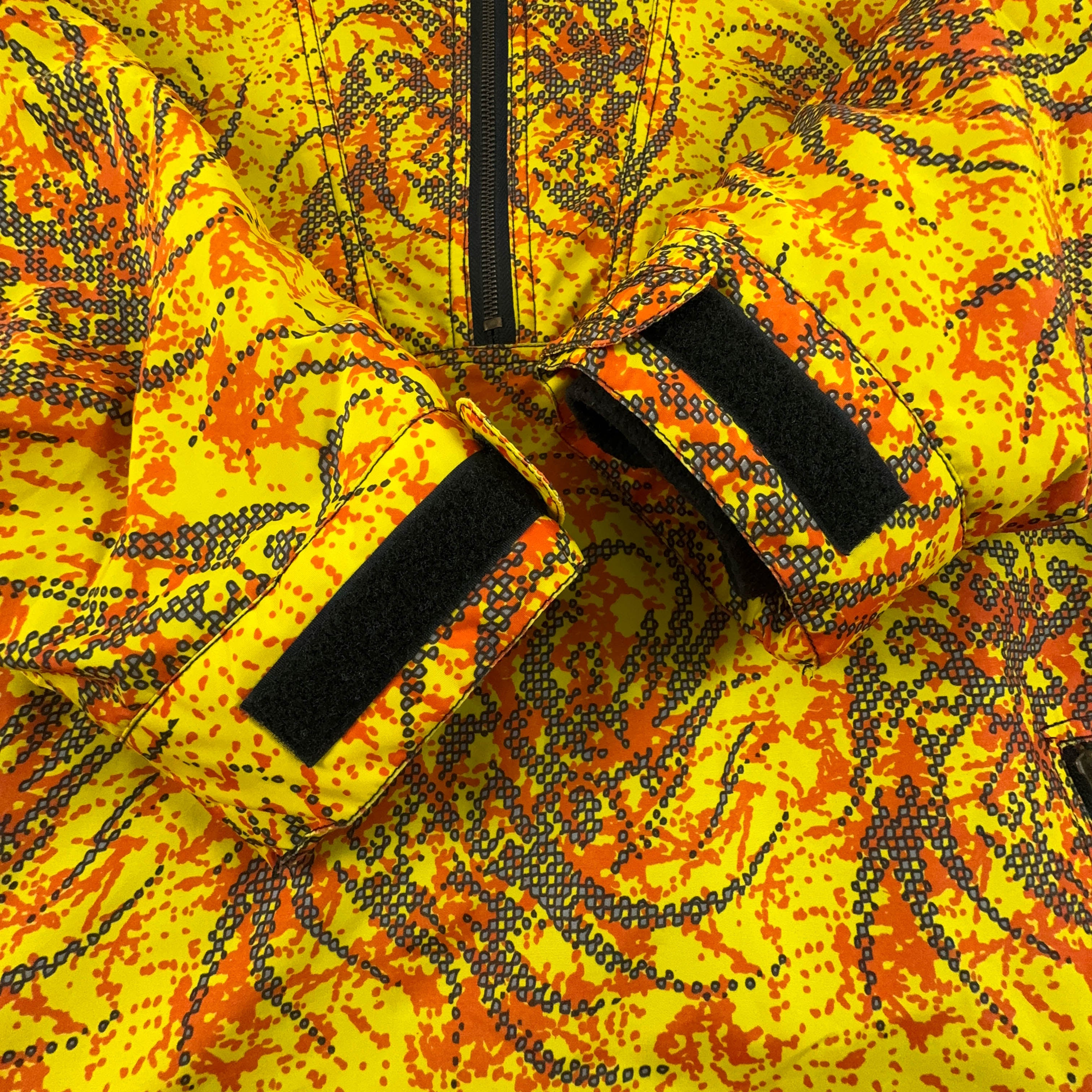 Giacca da Sci/Snowboard Vintage Powell gialla e arancione a fantasia - Taglia L/XL uomo
