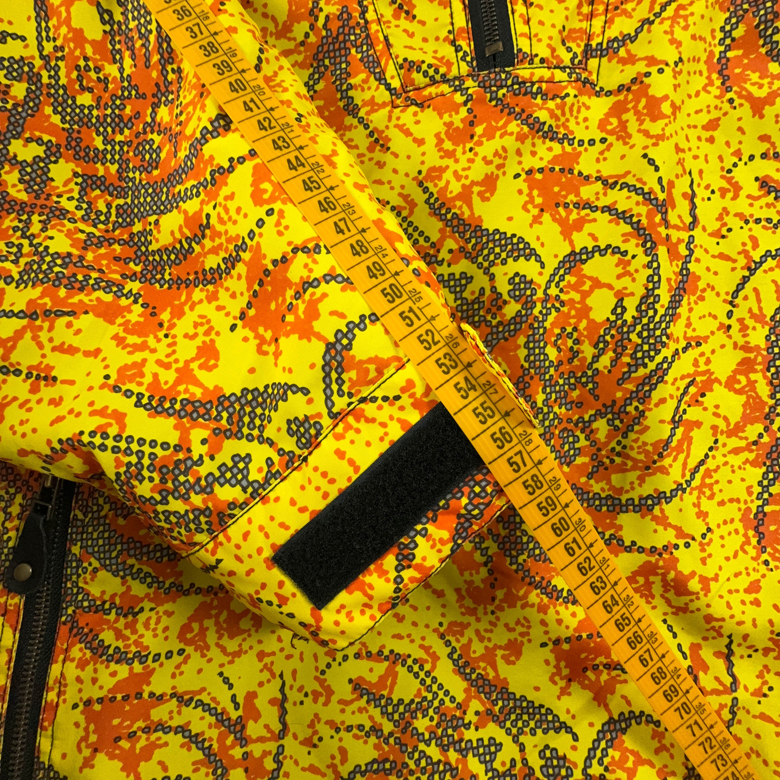 Giacca da Sci/Snowboard Vintage Powell gialla e arancione a fantasia - Taglia L/XL uomo