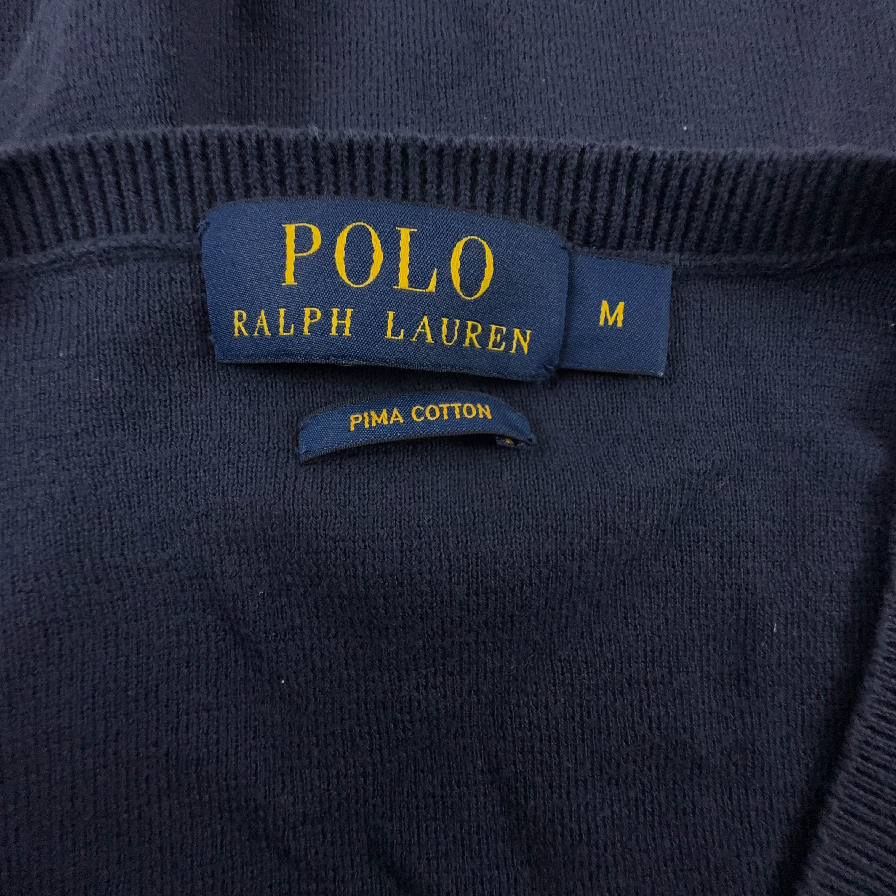 Maglione leggero Ralph Lauren blu scuro scollo a V 100% cotone - Taglia M uomo