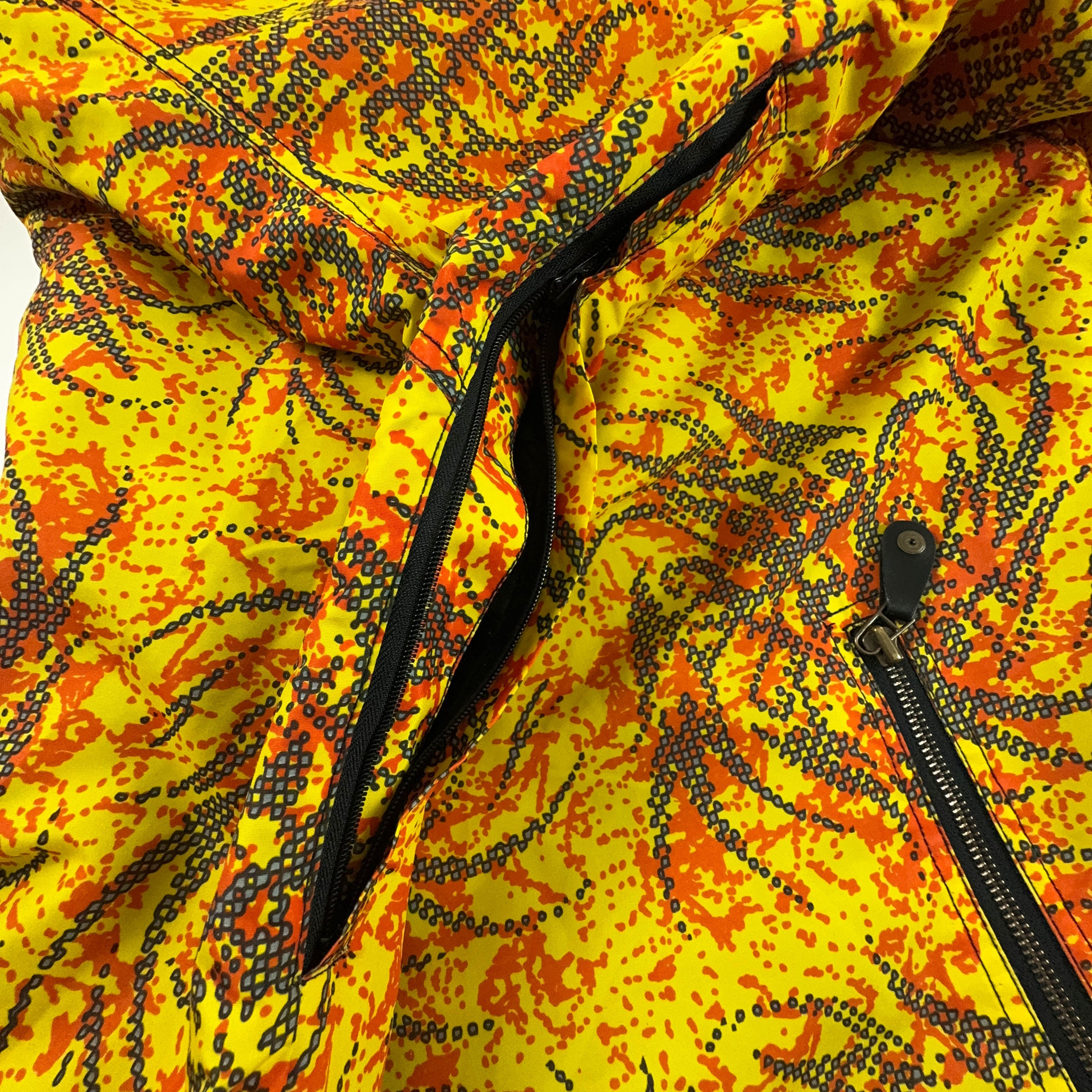 Giacca da Sci/Snowboard Vintage Powell gialla e arancione a fantasia - Taglia L/XL uomo