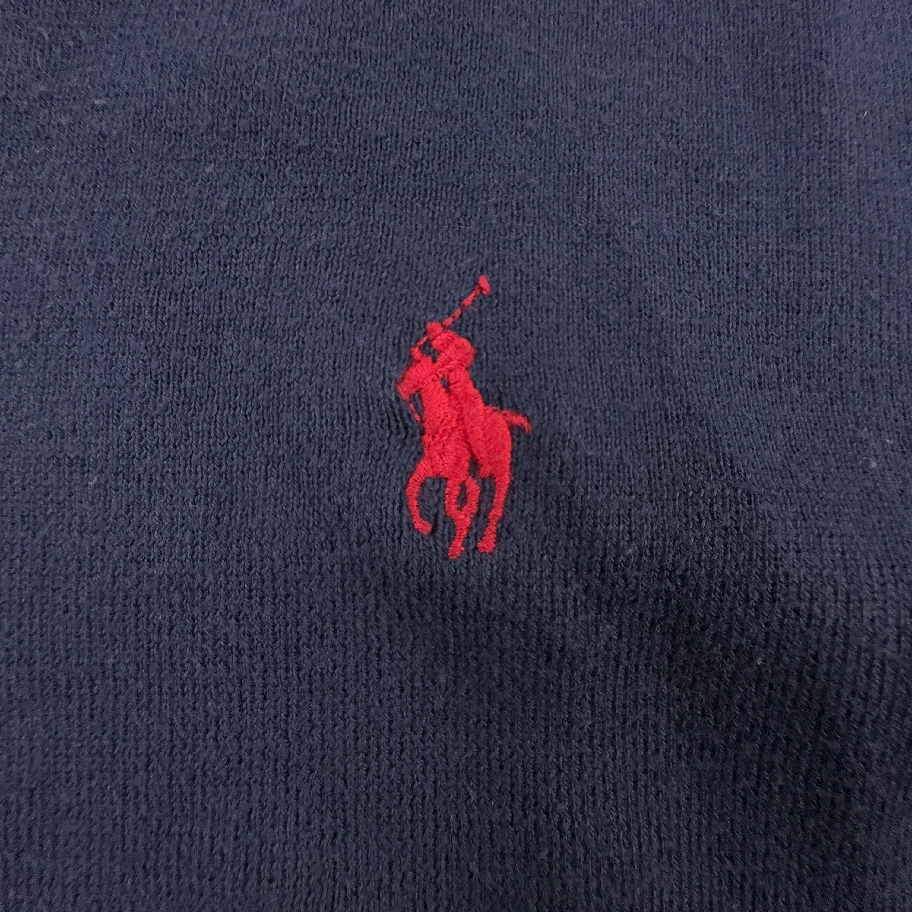 Maglione leggero Ralph Lauren blu scuro scollo a V 100% cotone - Taglia M uomo