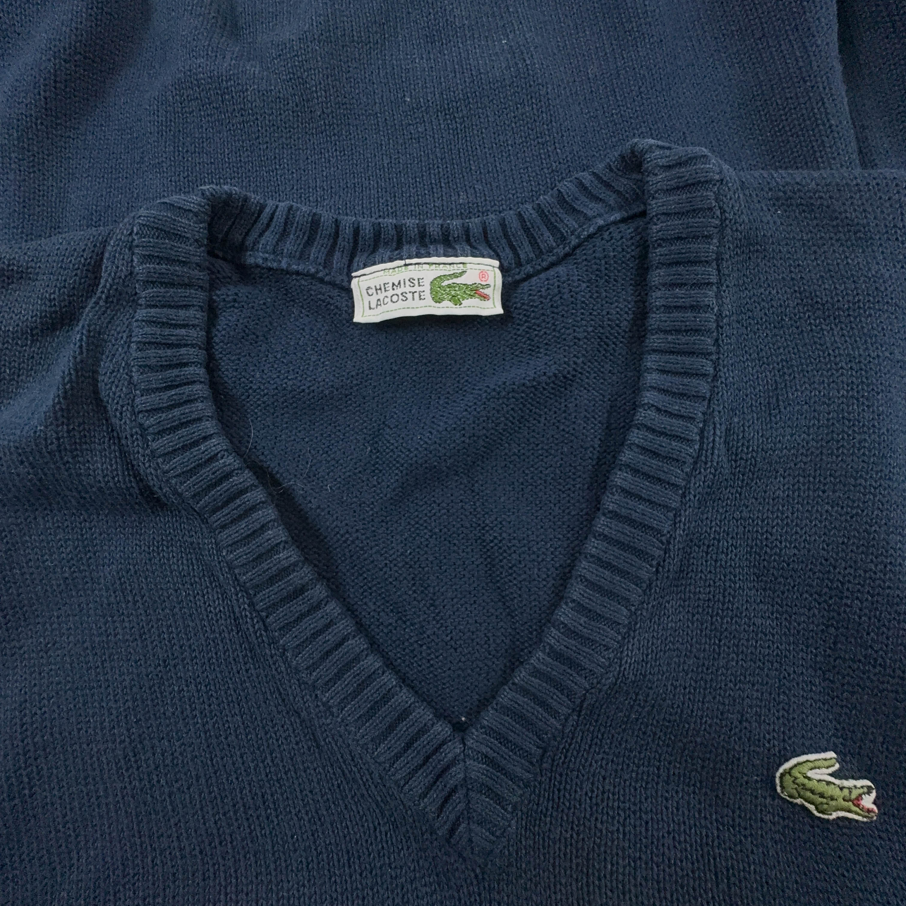 Gilet Lacoste blu scuro scollo a V 100% cotone - Taglia 6 uomo