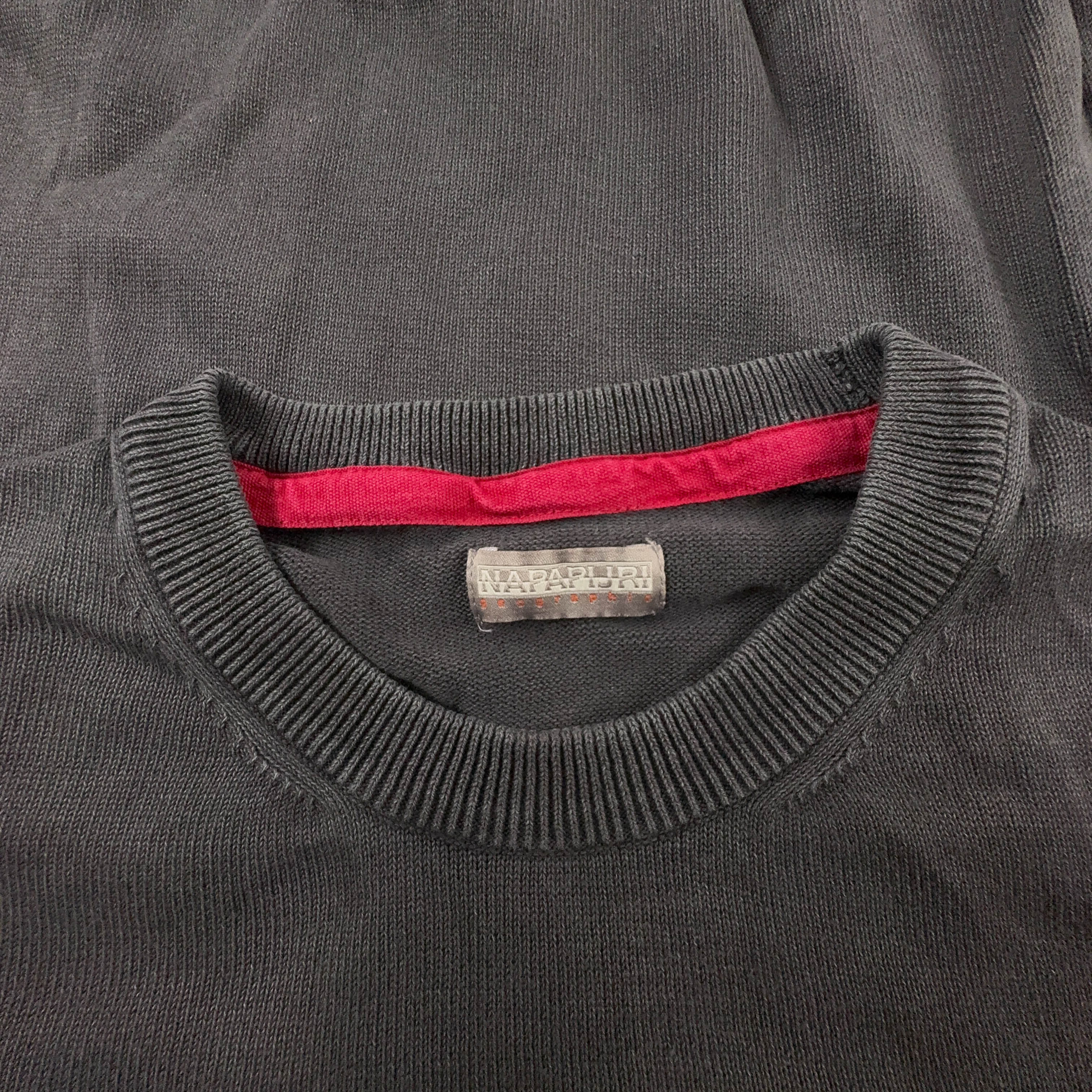 Maglione leggero Napapijri grigio scuro girocollo 100% cotone - Taglia S uomo