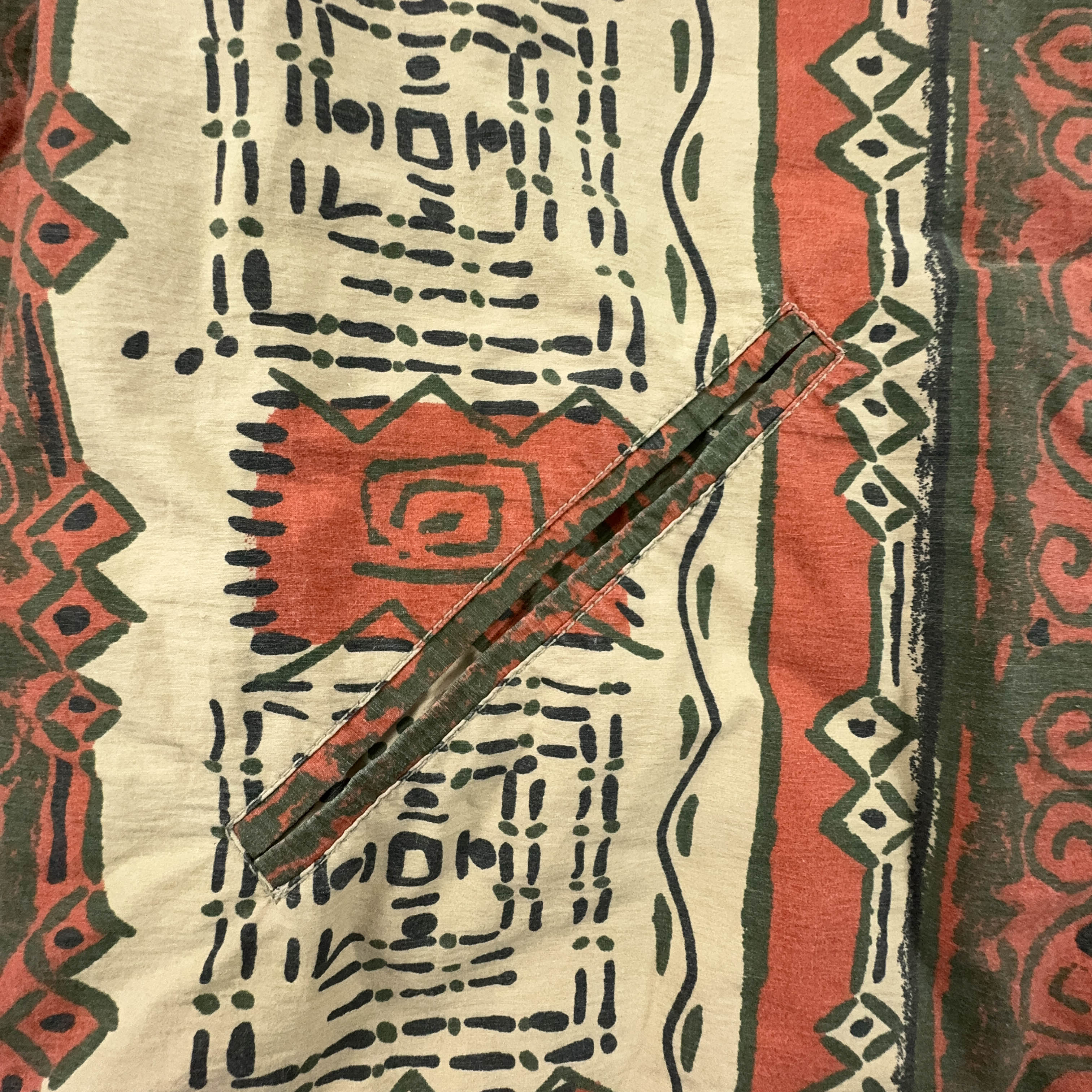 Giacca Vintage Double Face a fantasia azteca arancione e beige - Taglia XXL uomo