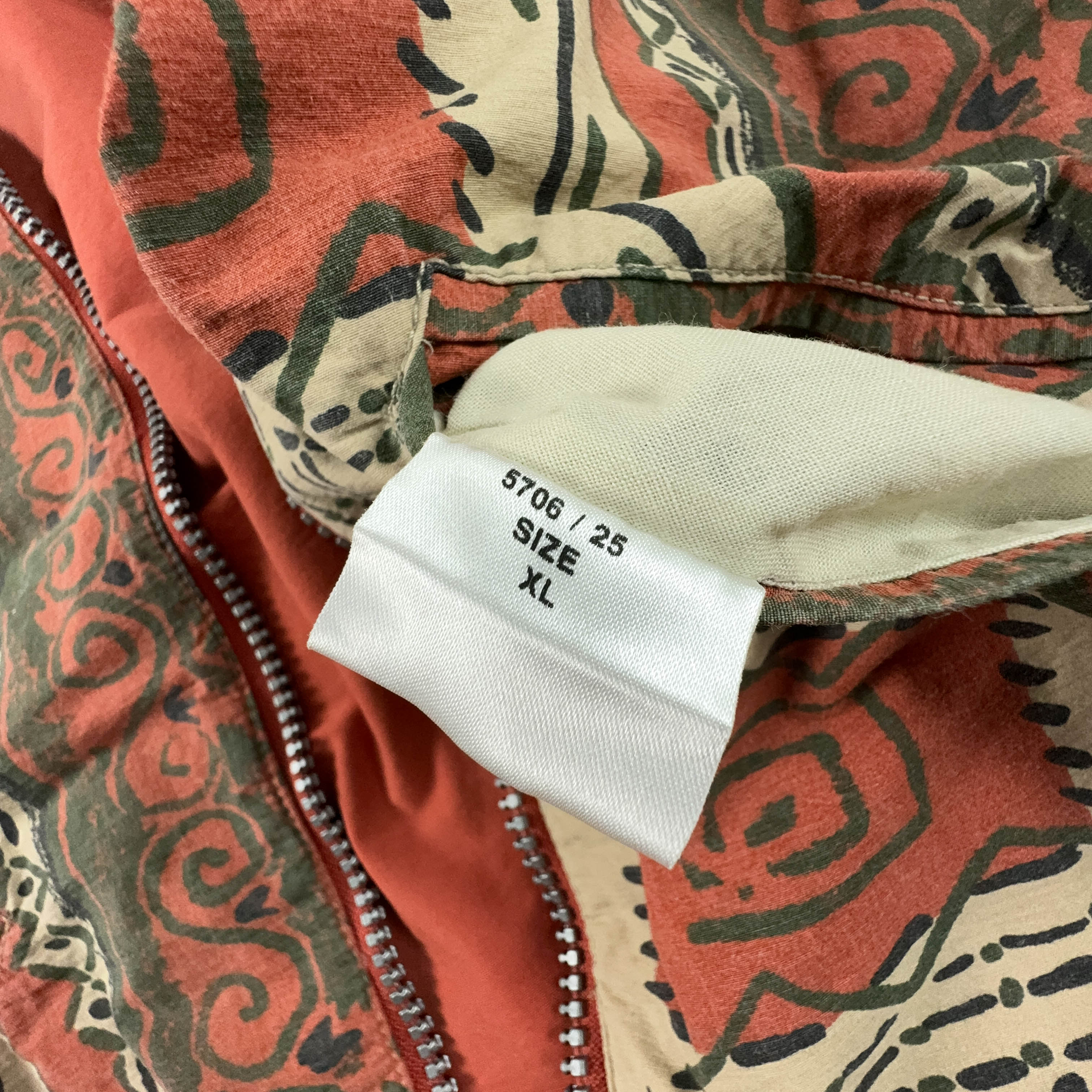 Giacca Vintage Double Face a fantasia azteca arancione e beige - Taglia XXL uomo