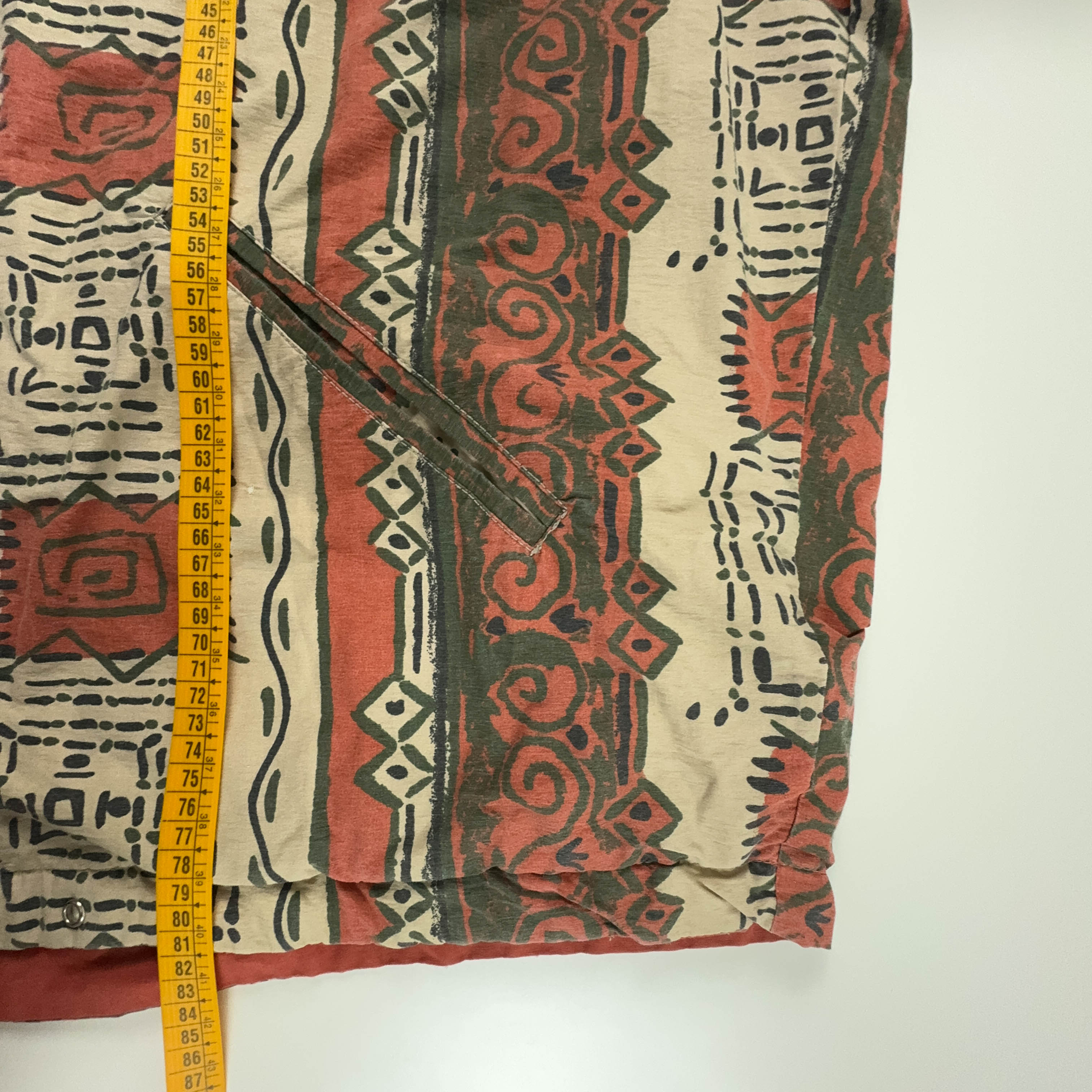 Giacca Vintage Double Face a fantasia azteca arancione e beige - Taglia XXL uomo