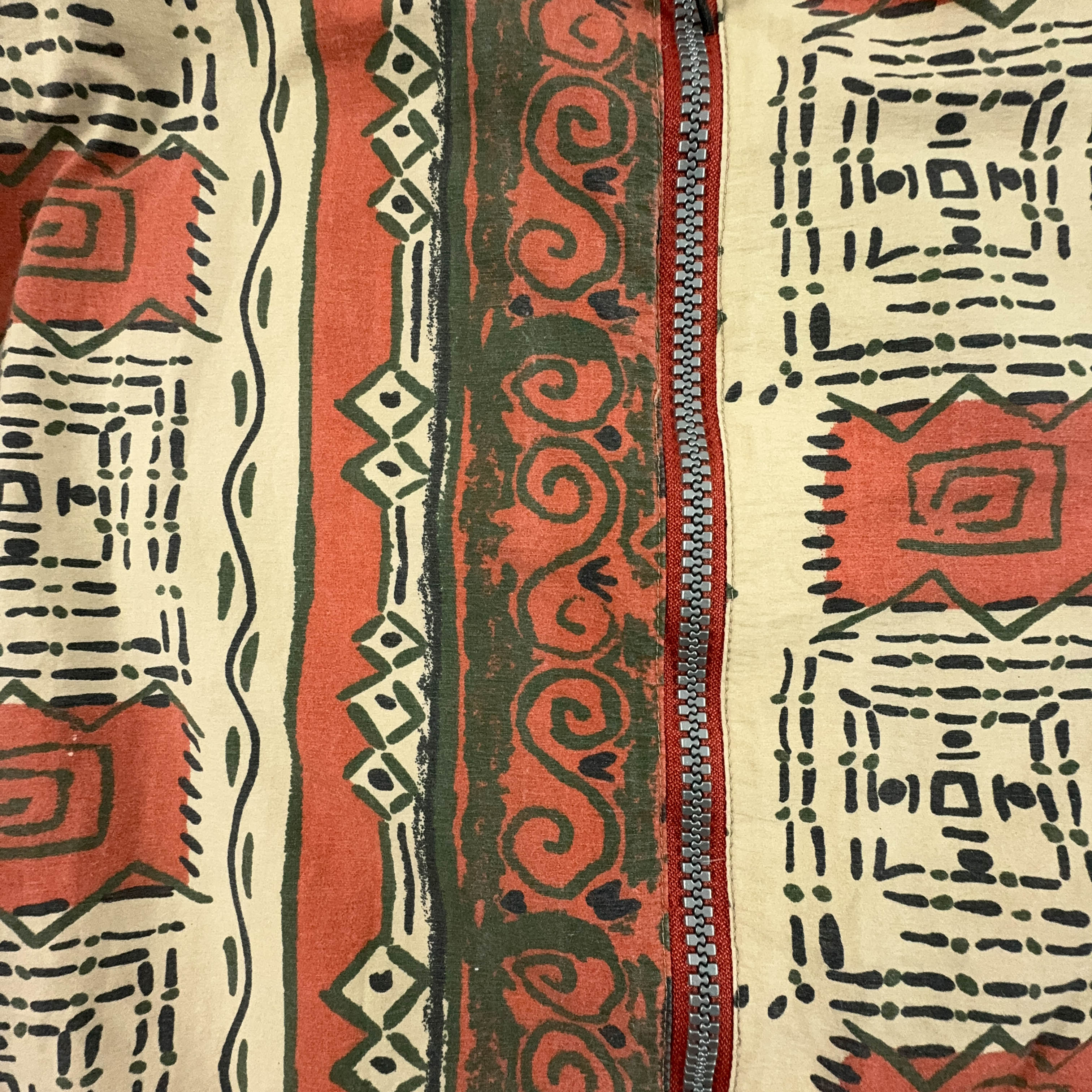 Giacca Vintage Double Face a fantasia azteca arancione e beige - Taglia XXL uomo