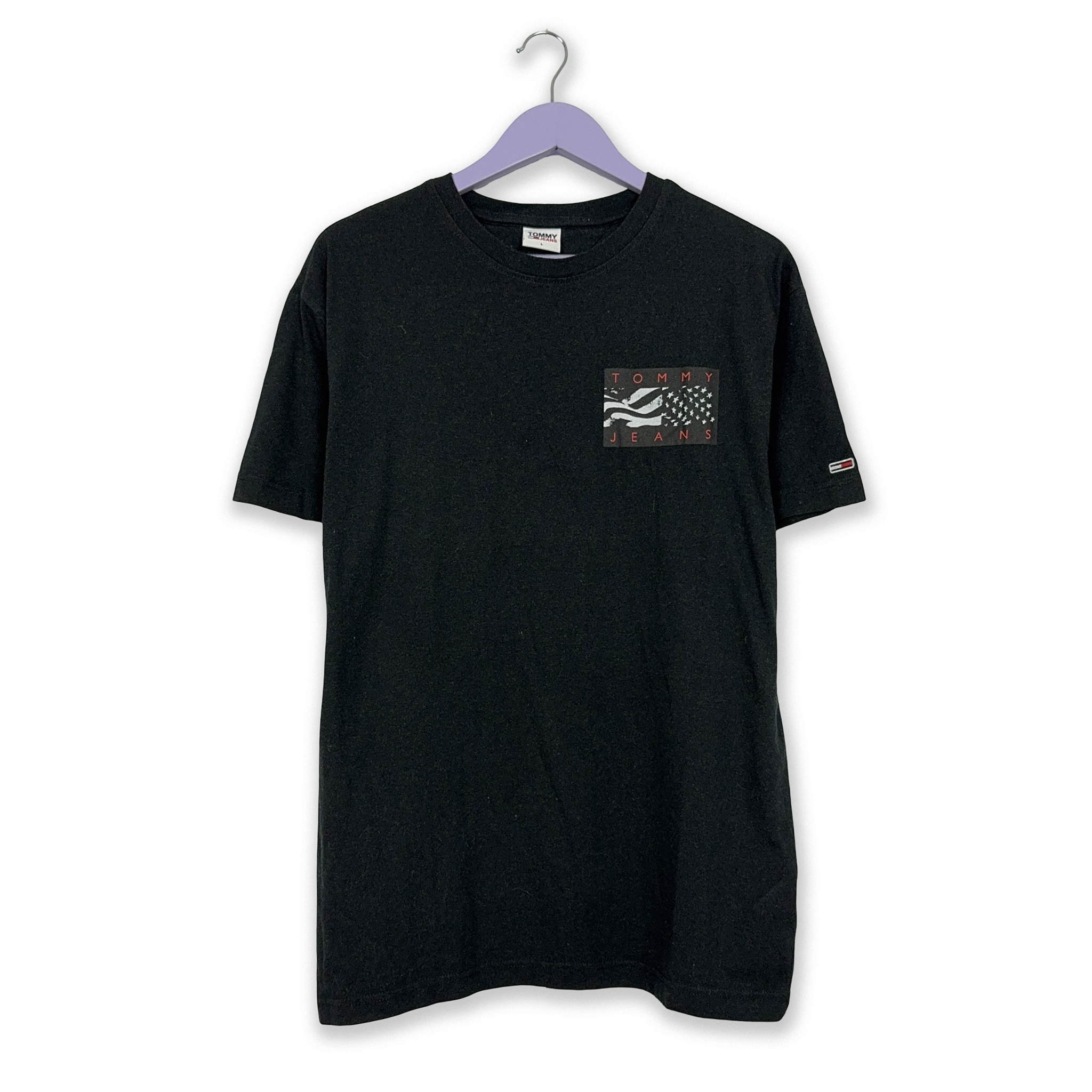 Tommy Hilfiger Black Crew Neck Print T-Shirt - Men's Size L/XL