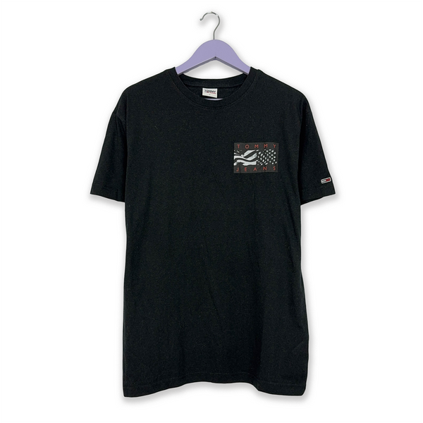 Tommy Hilfiger Black Crew Neck Print T-Shirt - Men's Size L/XL