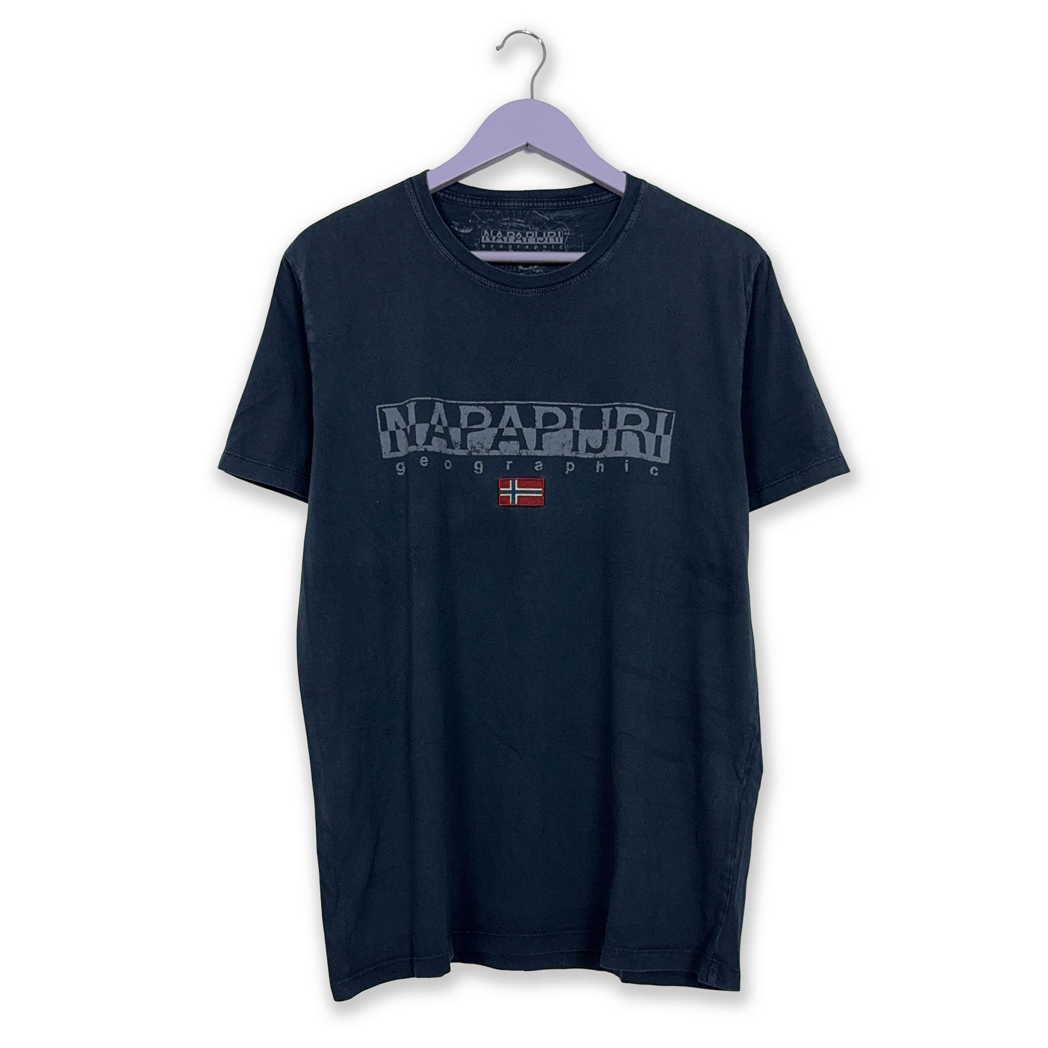 Napapijri Dark Blue Crew Neck Logo T-Shirt - Men's Size L/XL