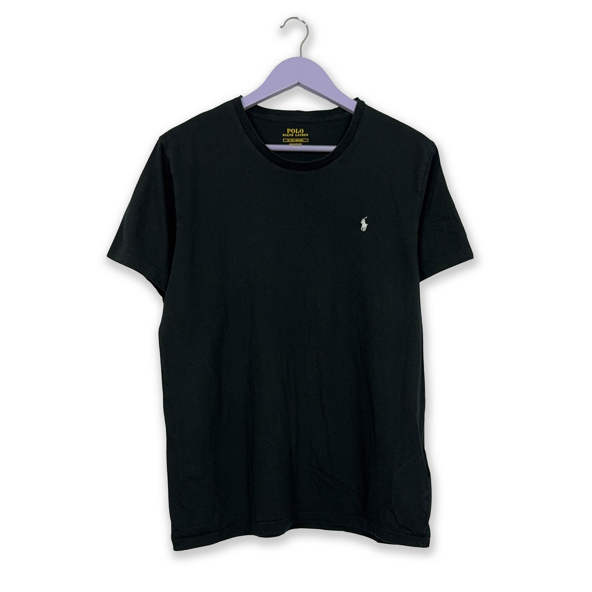 Ralph Lauren Solid Black Crew Neck T-Shirt - Size L 185 Men's