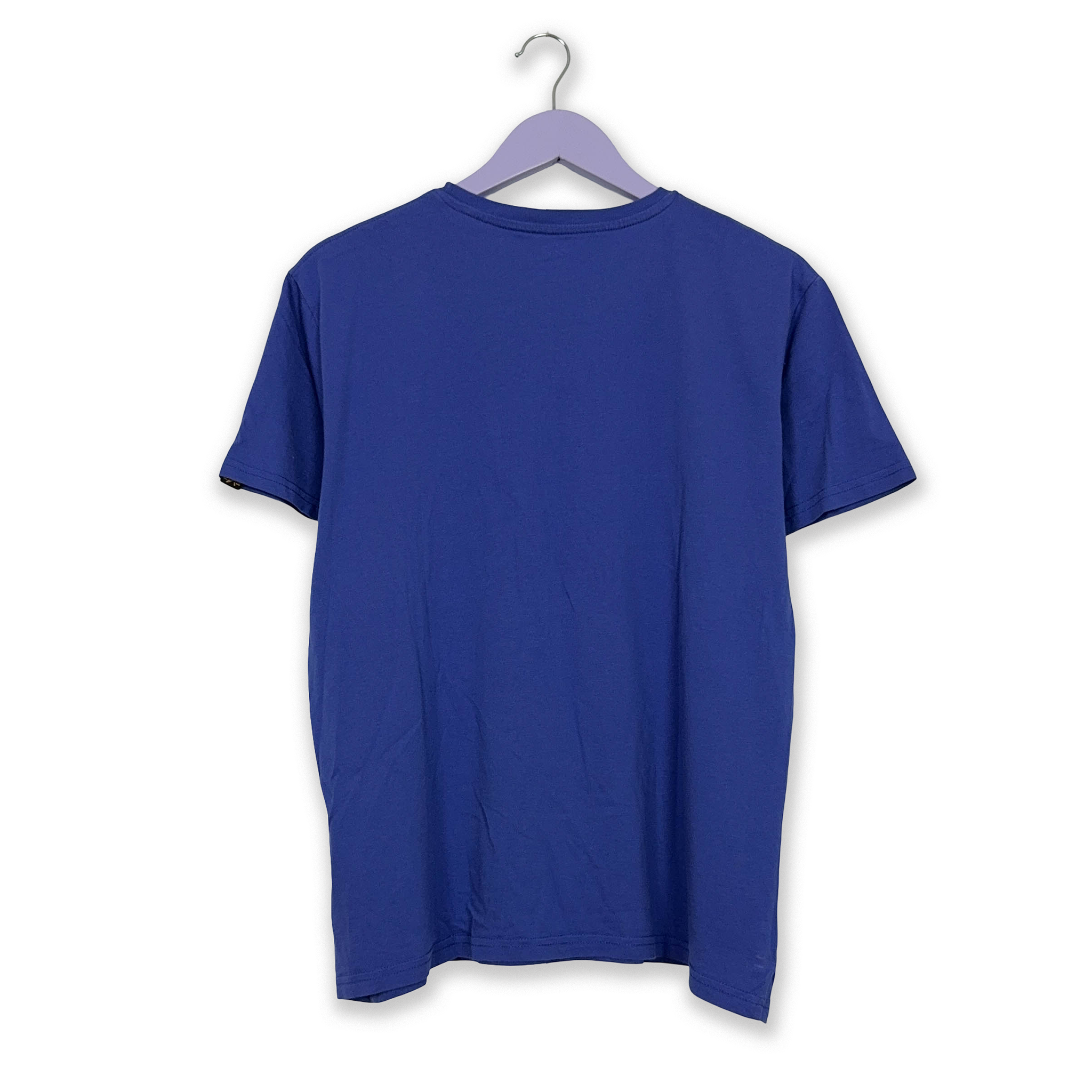 Alpha Industries Blue Crew Neck T-Shirt with Printed Logo - Men's Size L