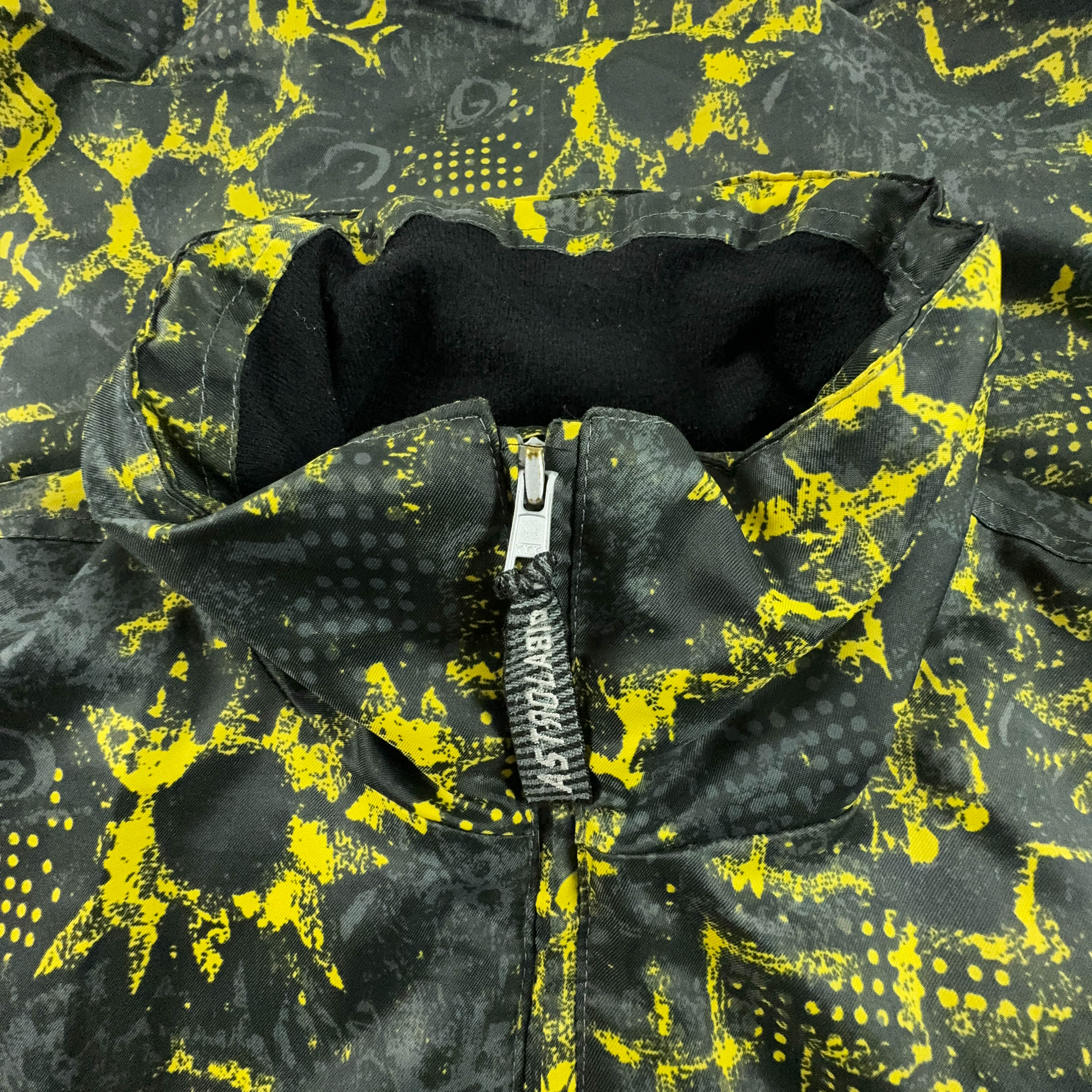 Giacca da Sci/Snowboard Vintage nera e gialla a fantasia con zip - Taglia 44 uomo