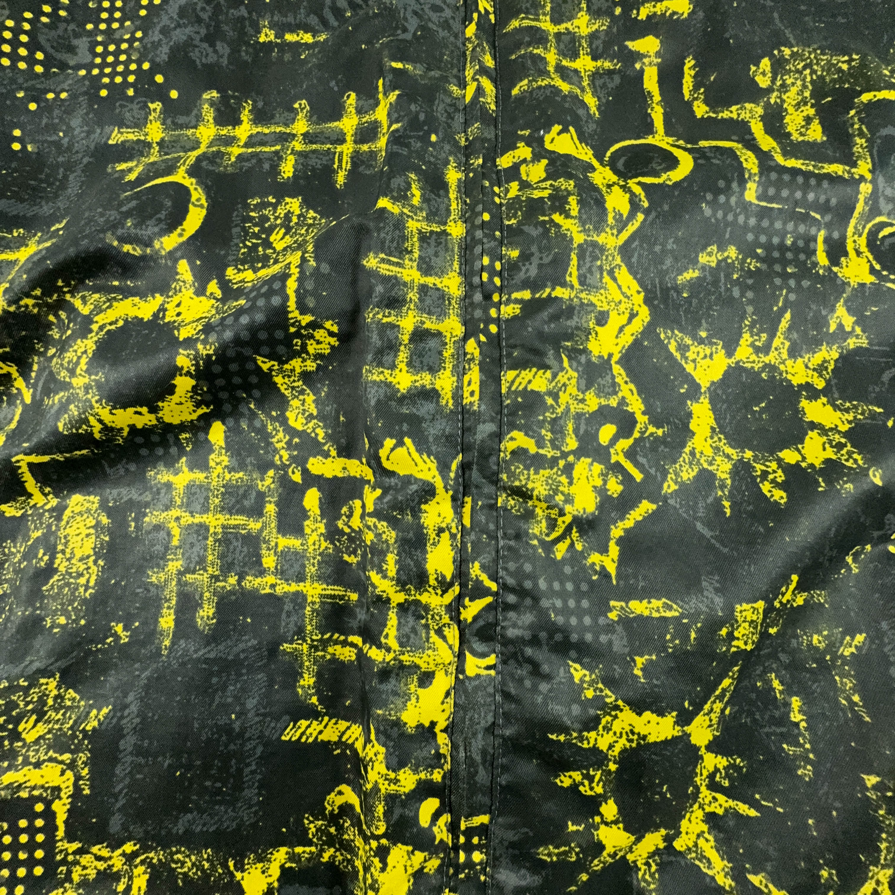 Giacca da Sci/Snowboard Vintage nera e gialla a fantasia con zip - Taglia 44 uomo