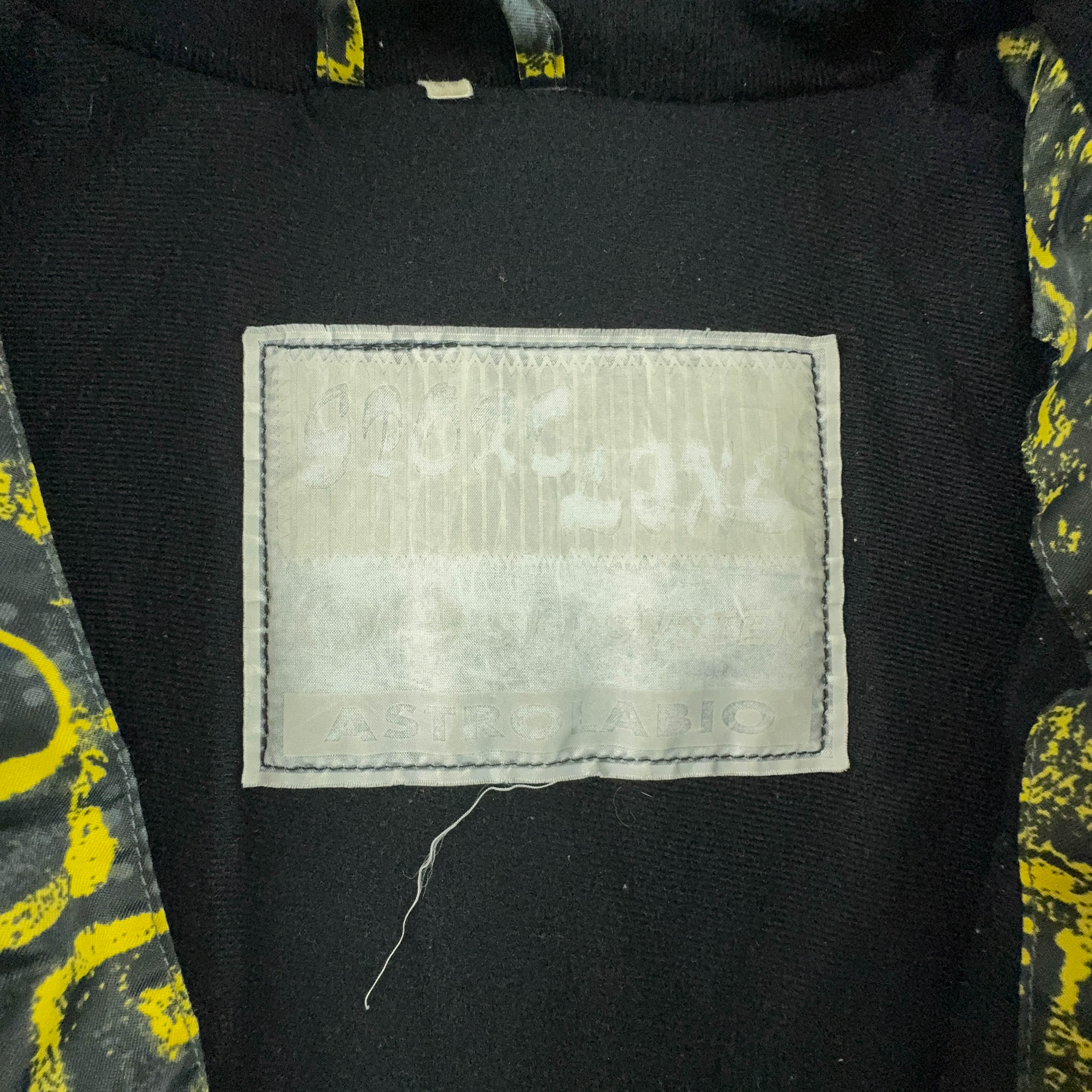 Giacca da Sci/Snowboard Vintage nera e gialla a fantasia con zip - Taglia 44 uomo