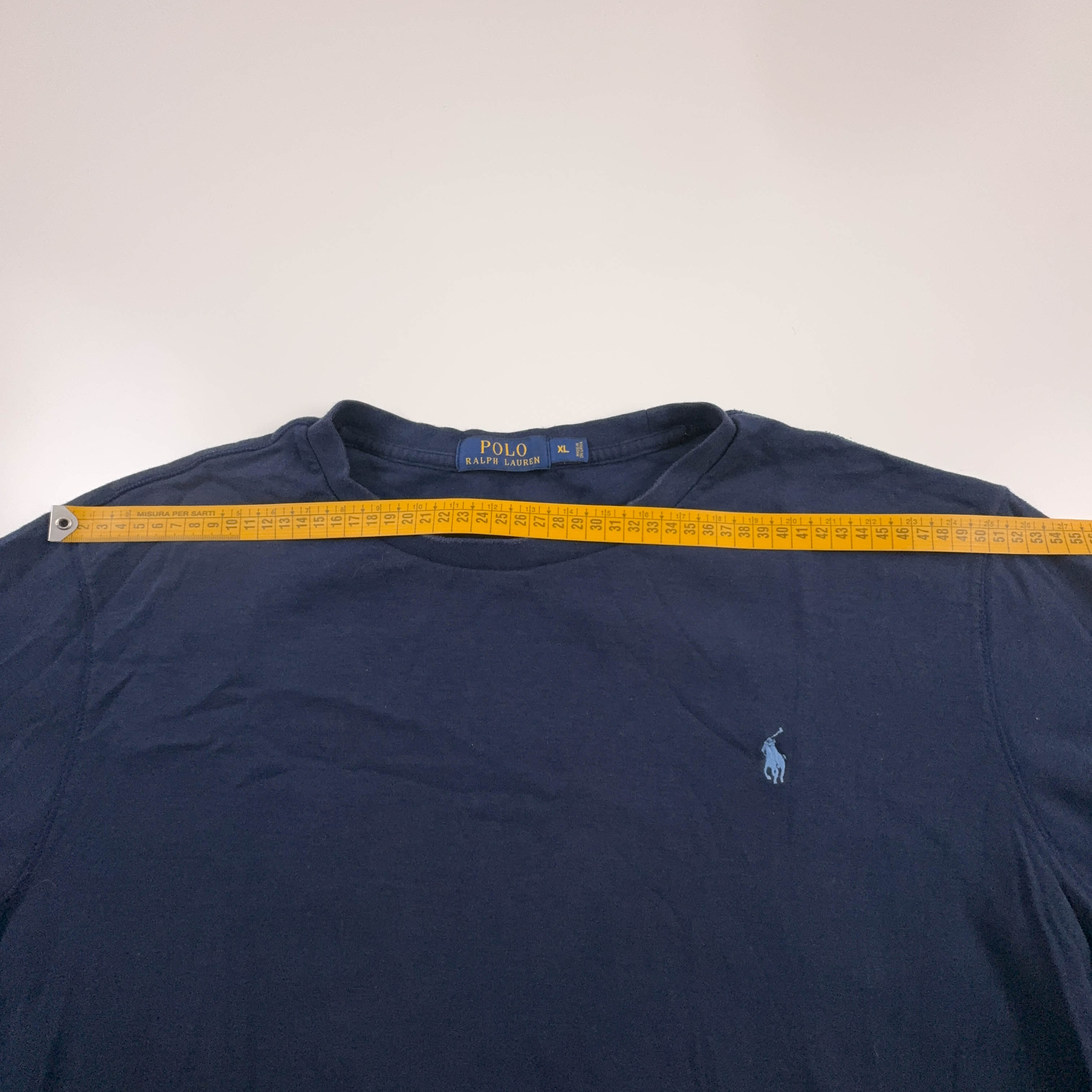 Maglione Ralph Lauren blu scuro a girocollo 69% cotone - Taglia XL uomo