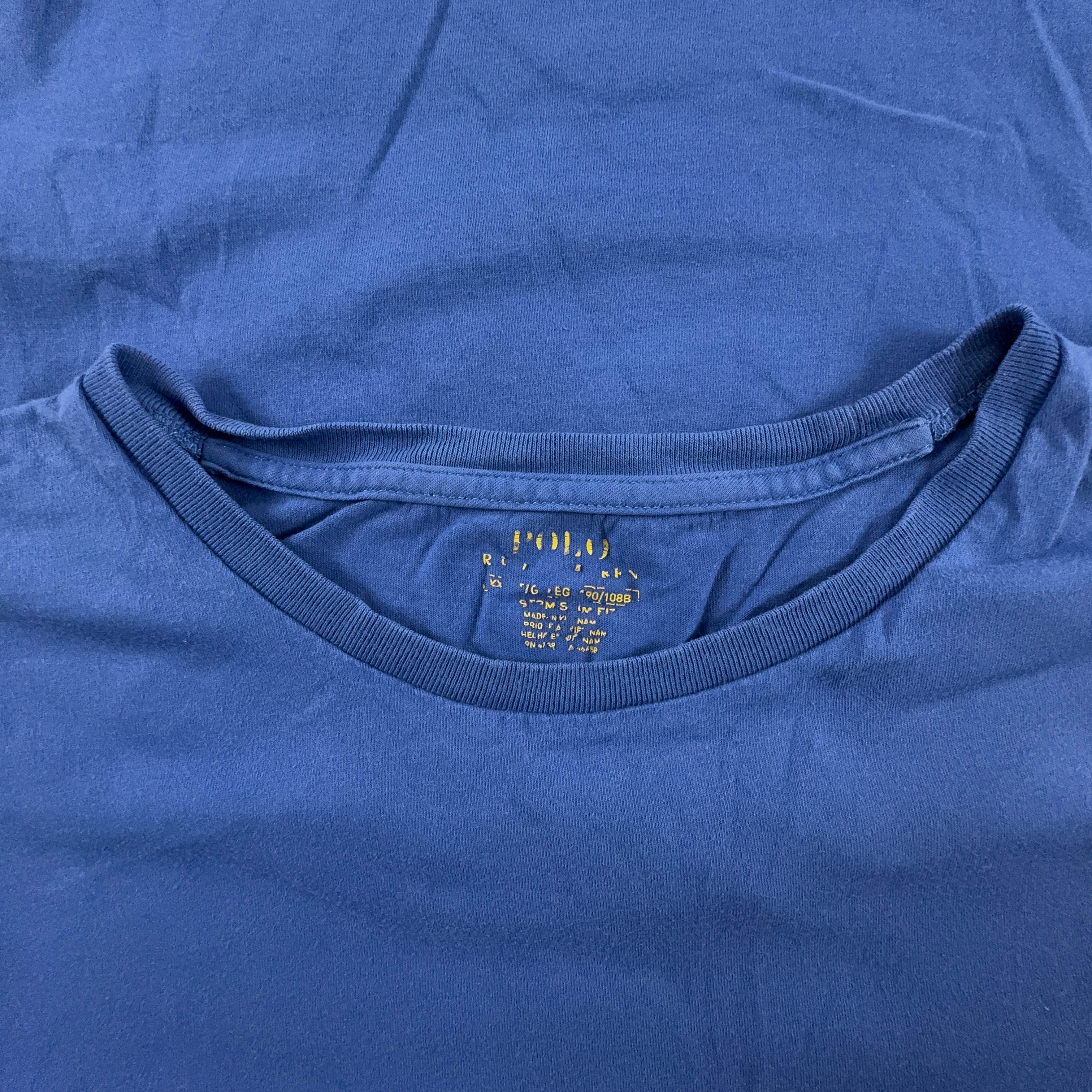 Ralph Lauren Solid Blue Crew Neck T-Shirt - Size XL 190 Men's