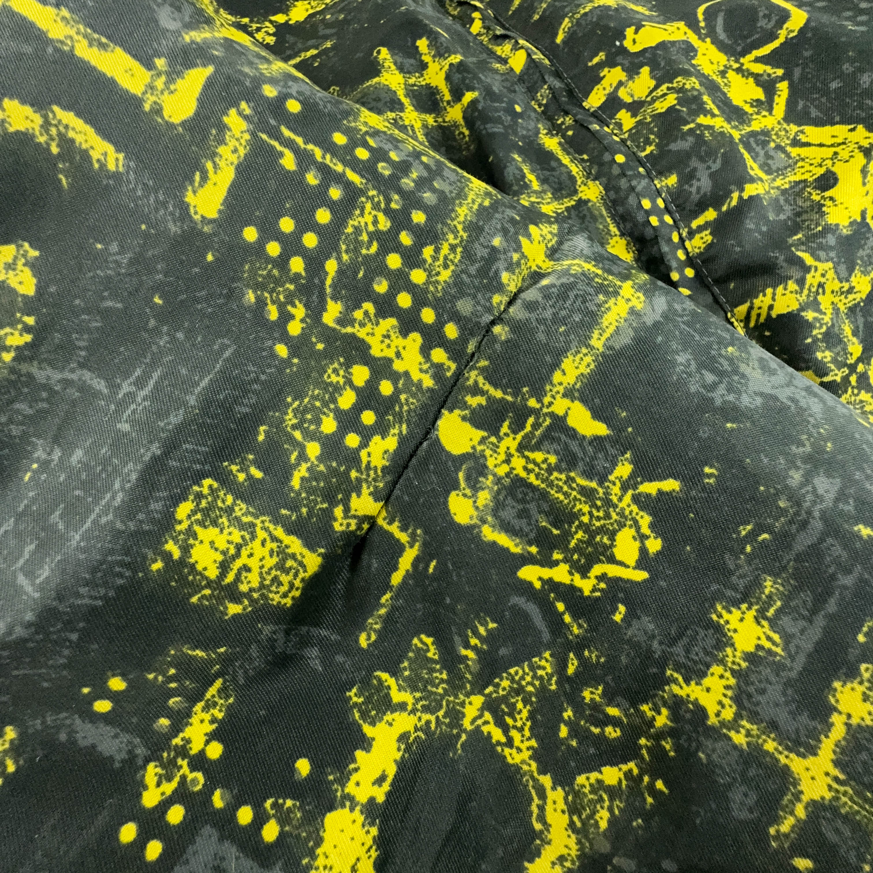 Giacca da Sci/Snowboard Vintage nera e gialla a fantasia con zip - Taglia 44 uomo