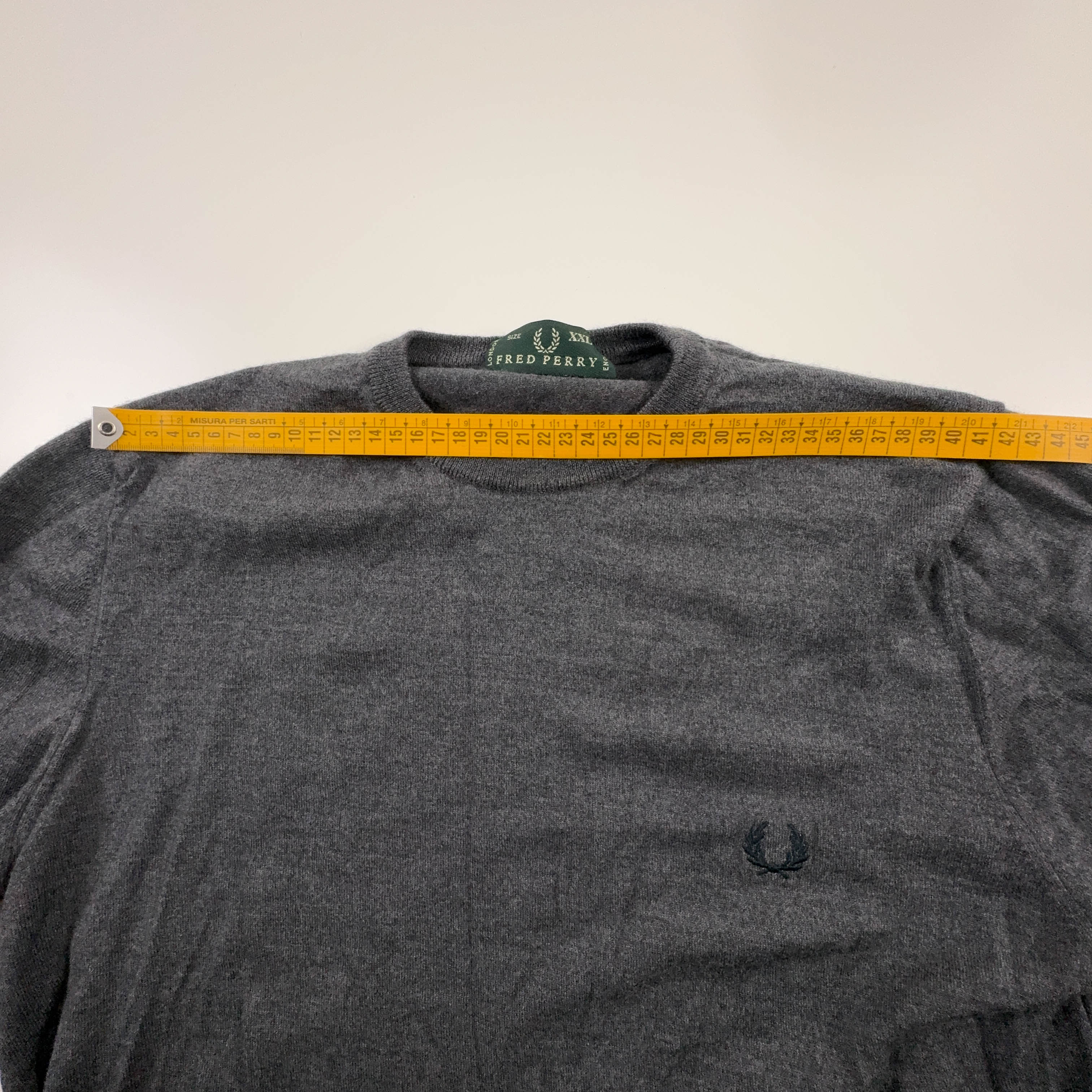 Maglione leggero Fred Perry grigio scuro girocollo misto lana - Taglia M uomo