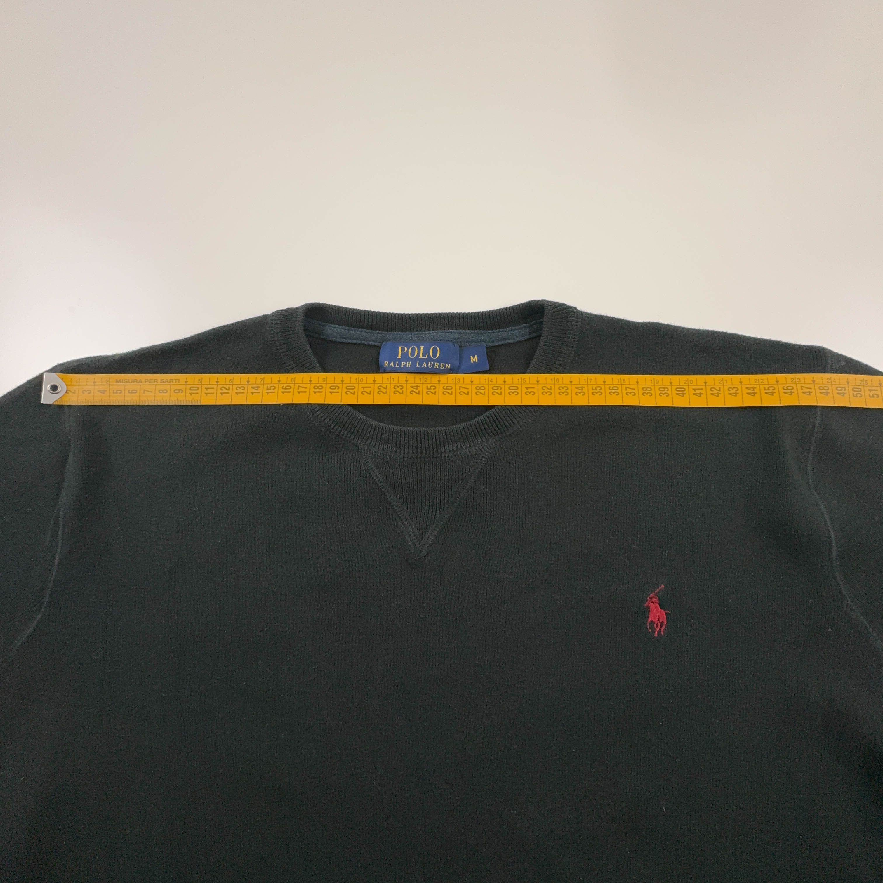 Maglione Ralph Lauren nero a girocollo con logo ricamato - Taglia M uomo