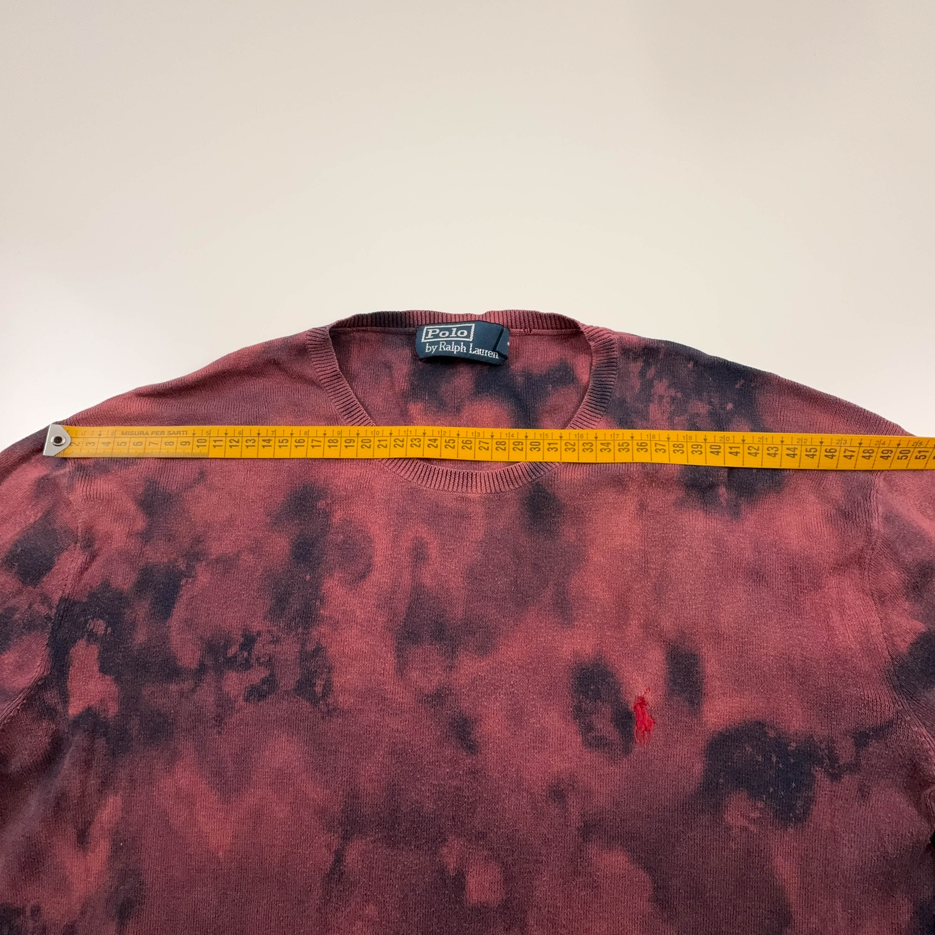 Maglione leggero Ralph Lauren Tie Dye rosso e nero girocollo - Taglia M/L uomo